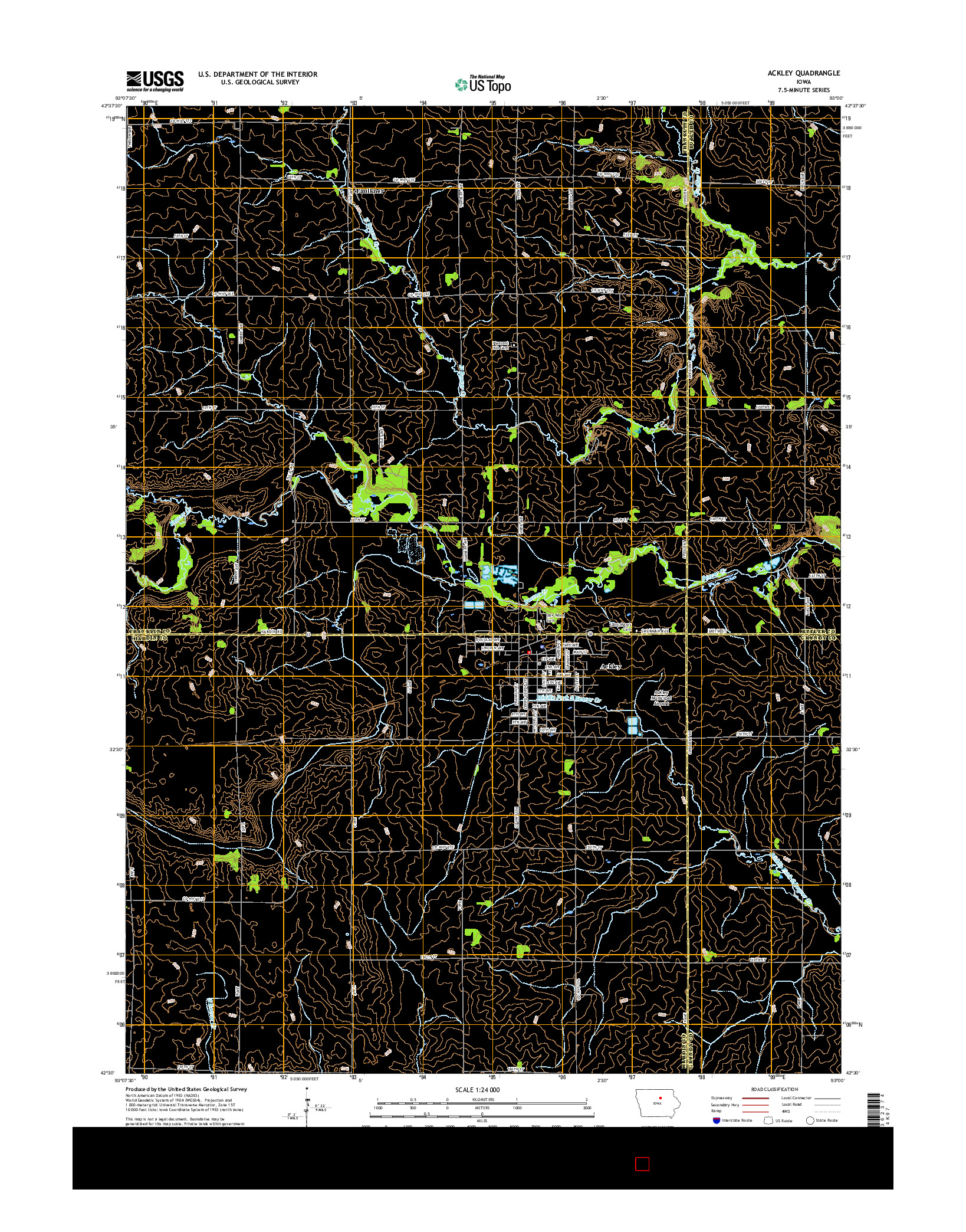 USGS US TOPO 7.5-MINUTE MAP FOR ACKLEY, IA 2015