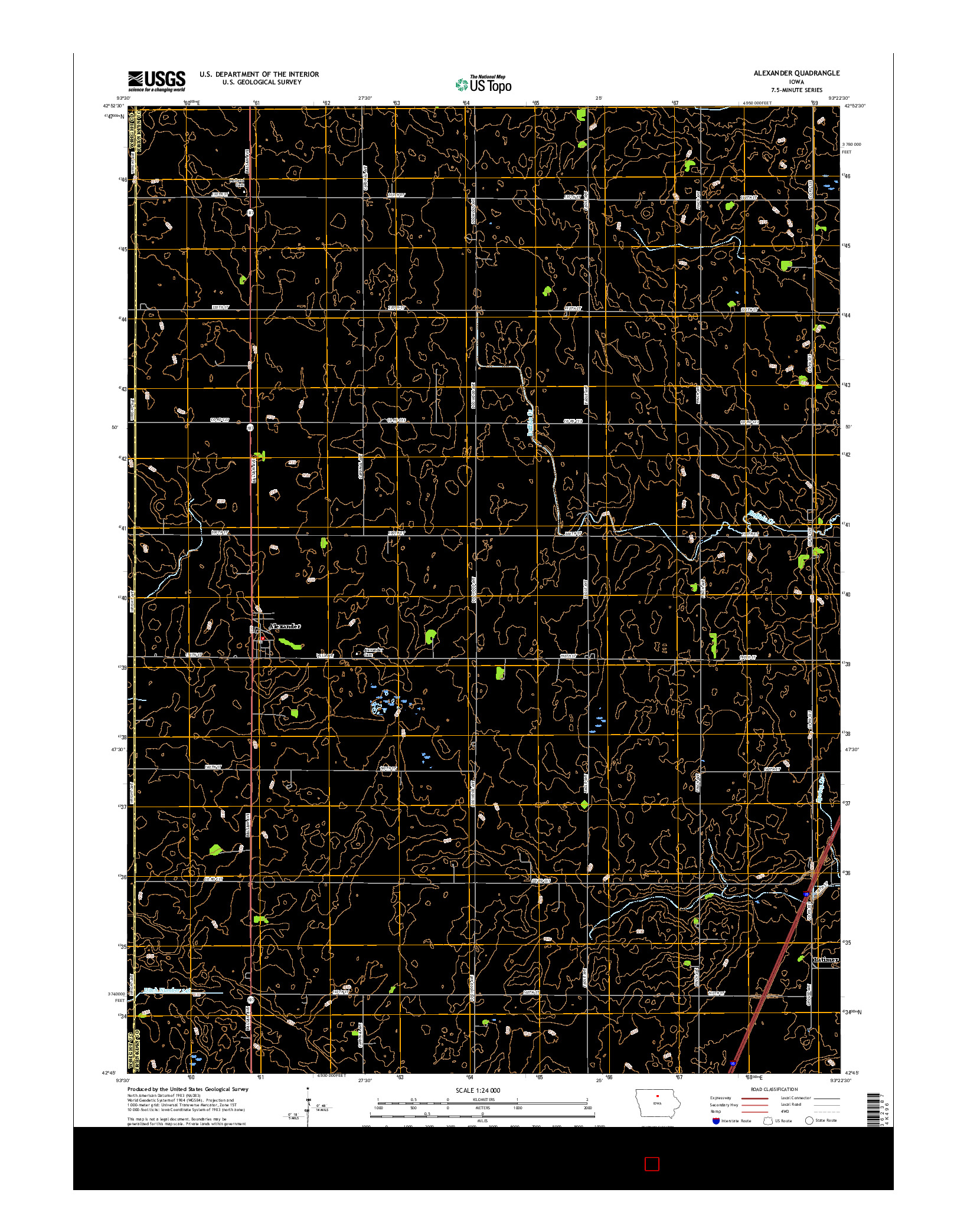 USGS US TOPO 7.5-MINUTE MAP FOR ALEXANDER, IA 2015