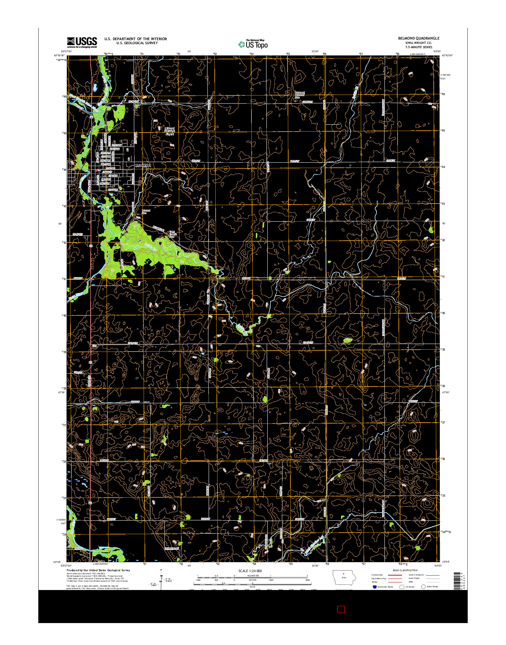 USGS US TOPO 7.5-MINUTE MAP FOR BELMOND, IA 2015