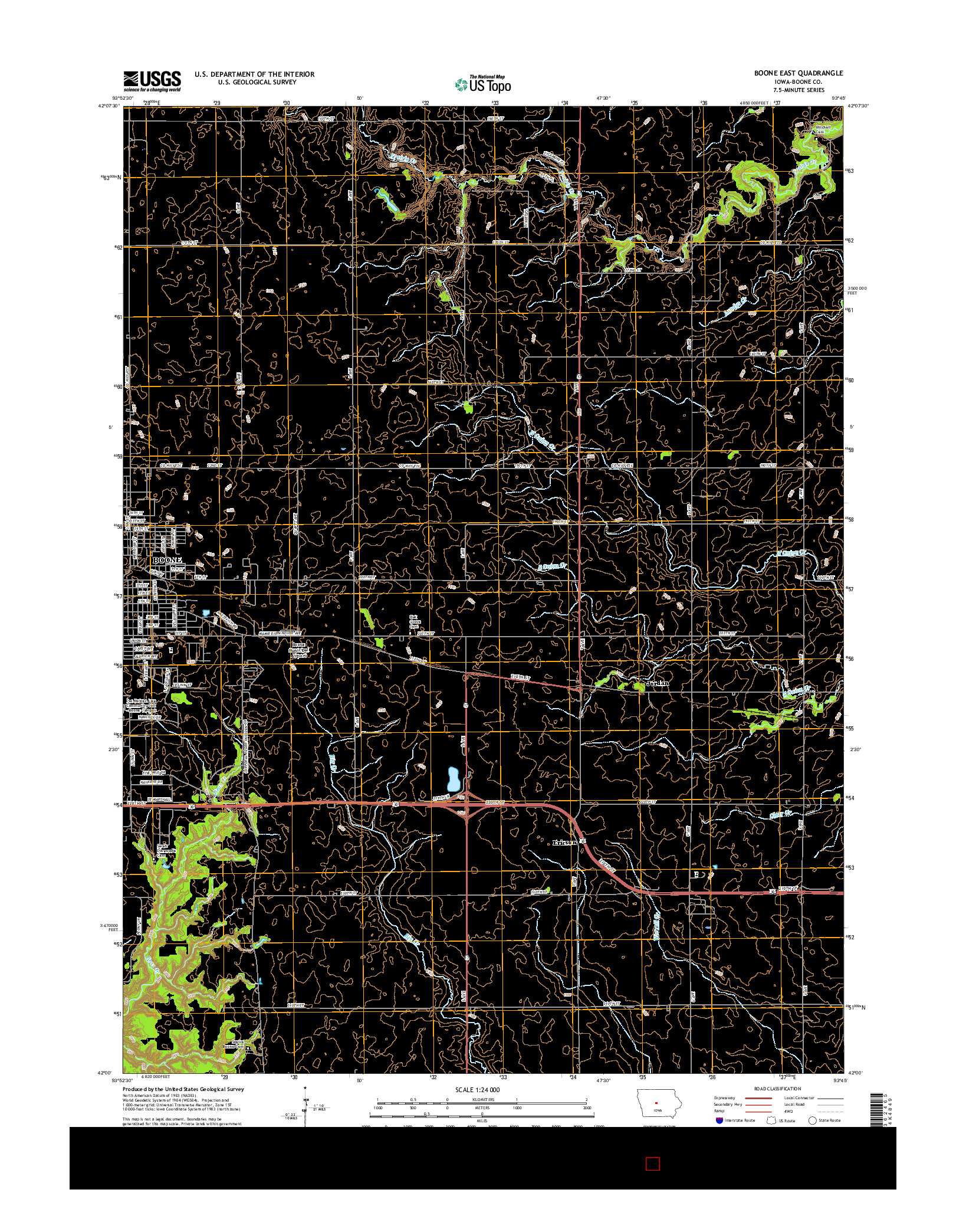 USGS US TOPO 7.5-MINUTE MAP FOR BOONE EAST, IA 2015