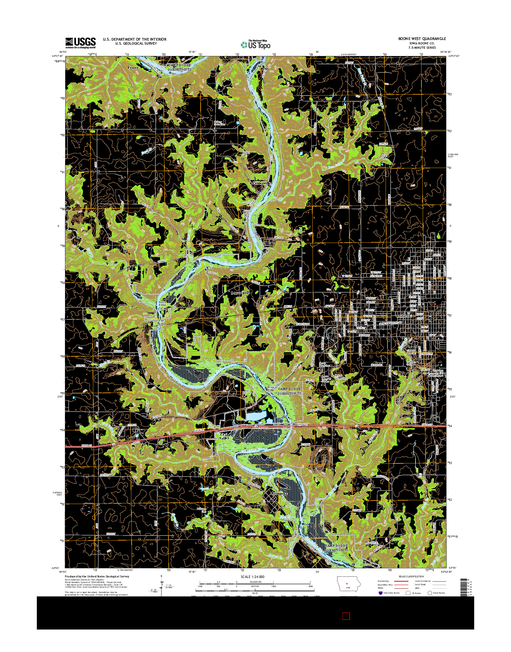 USGS US TOPO 7.5-MINUTE MAP FOR BOONE WEST, IA 2015