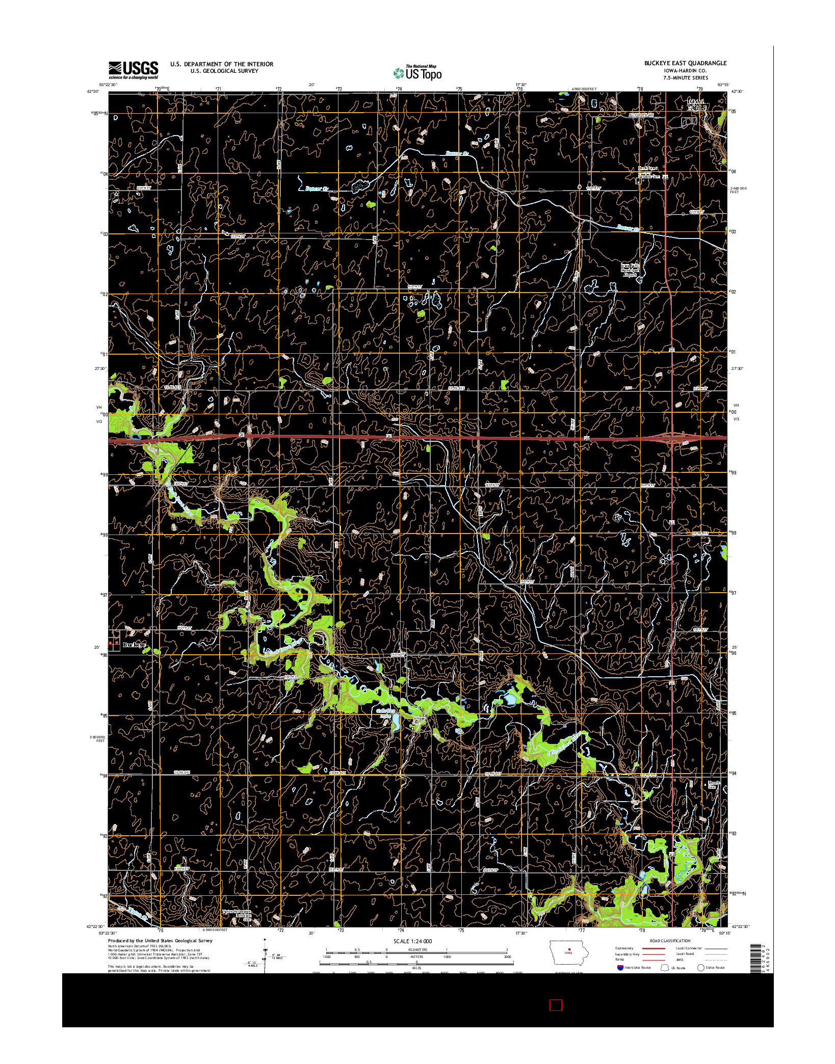 USGS US TOPO 7.5-MINUTE MAP FOR BUCKEYE EAST, IA 2015