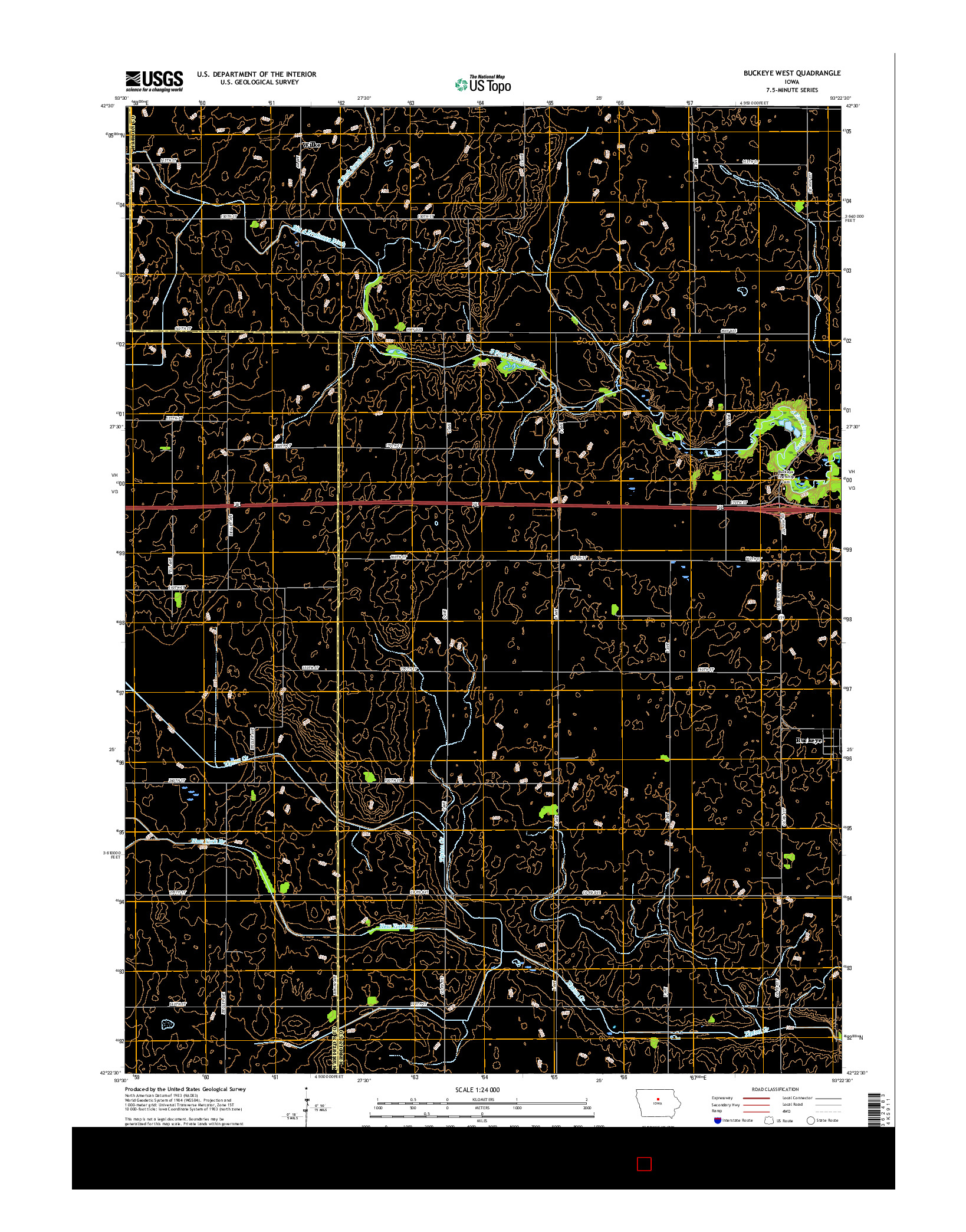 USGS US TOPO 7.5-MINUTE MAP FOR BUCKEYE WEST, IA 2015