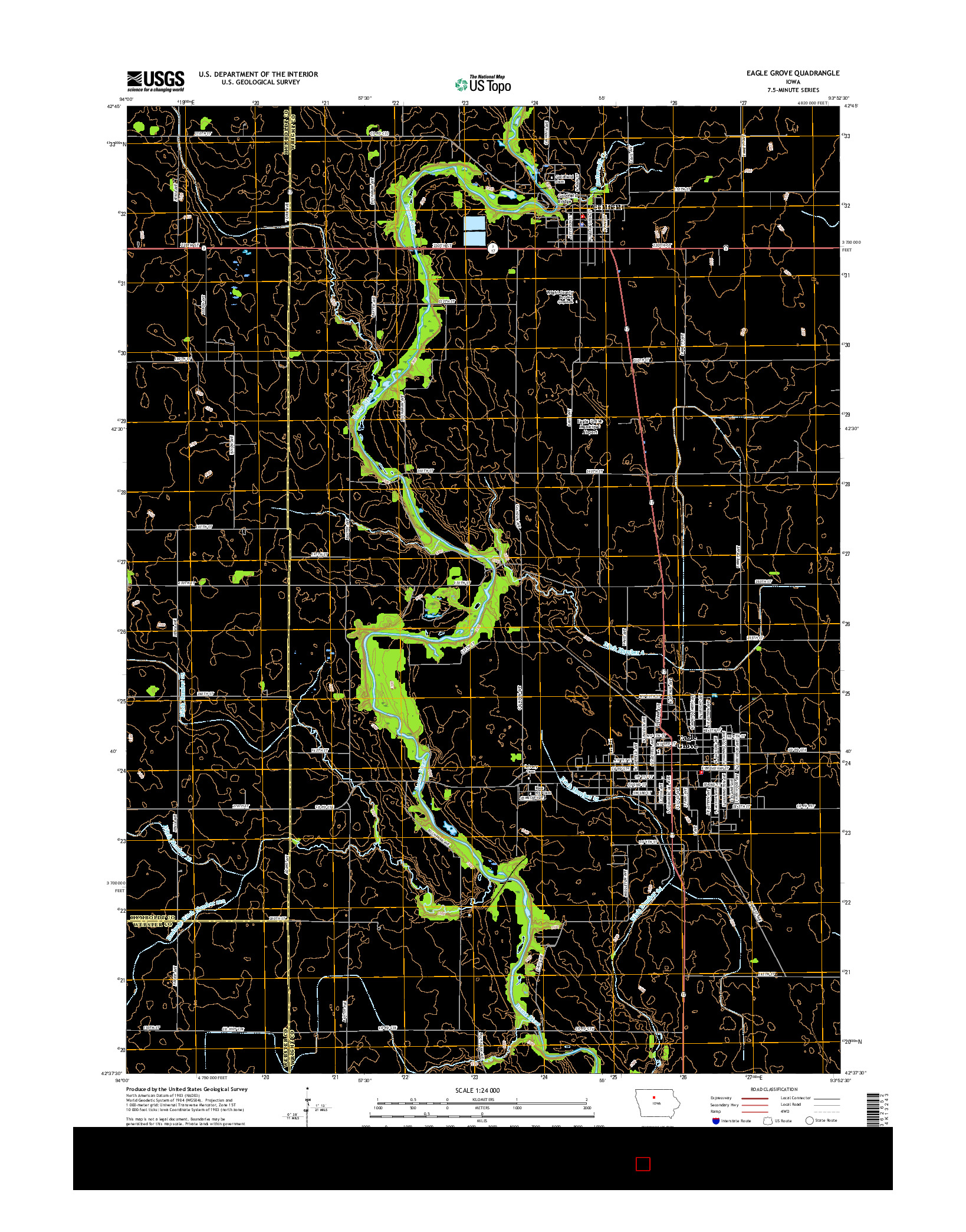 USGS US TOPO 7.5-MINUTE MAP FOR EAGLE GROVE, IA 2015