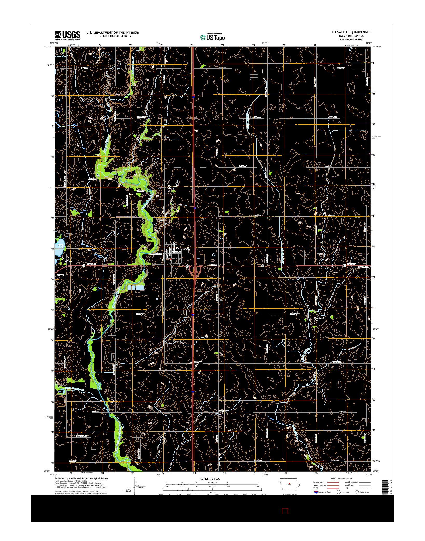 USGS US TOPO 7.5-MINUTE MAP FOR ELLSWORTH, IA 2015