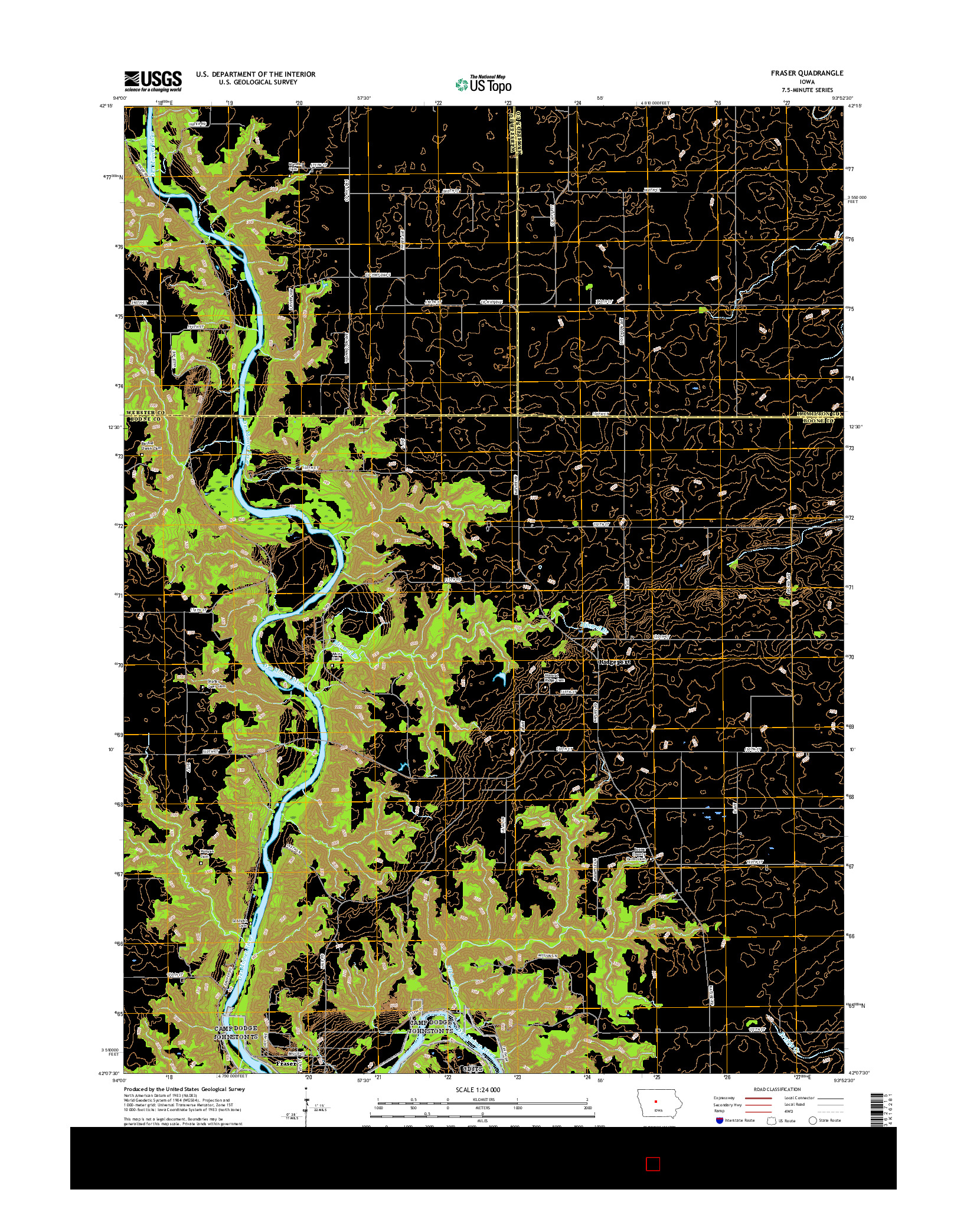 USGS US TOPO 7.5-MINUTE MAP FOR FRASER, IA 2015