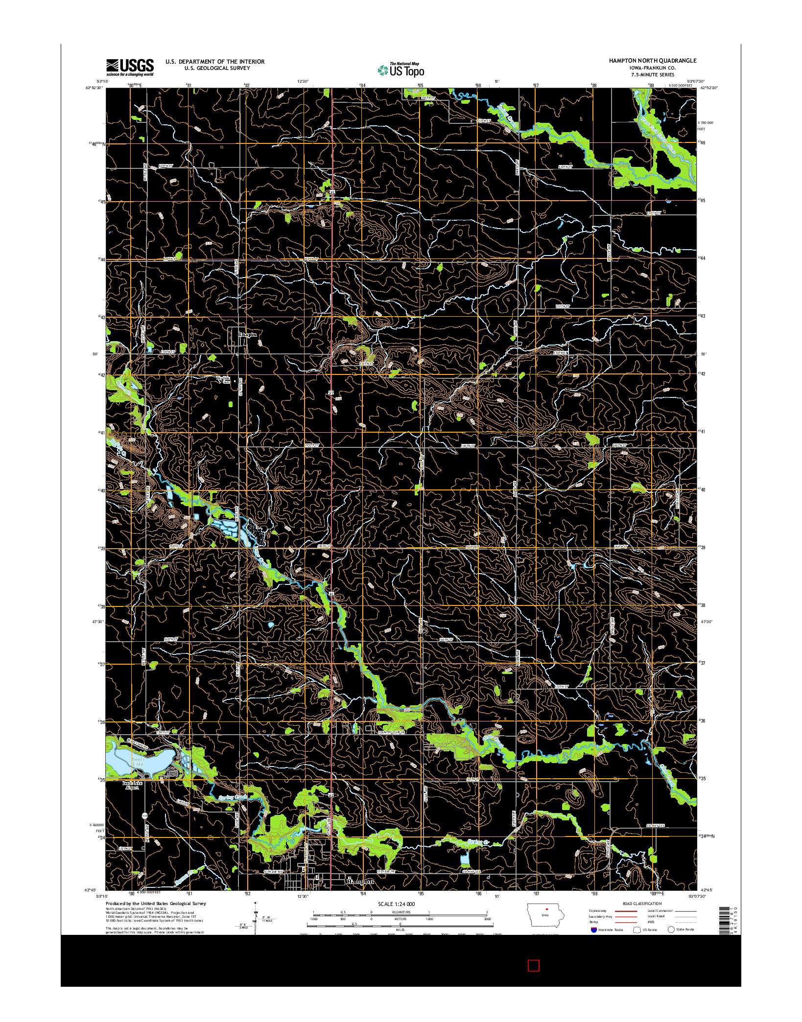 USGS US TOPO 7.5-MINUTE MAP FOR HAMPTON NORTH, IA 2015