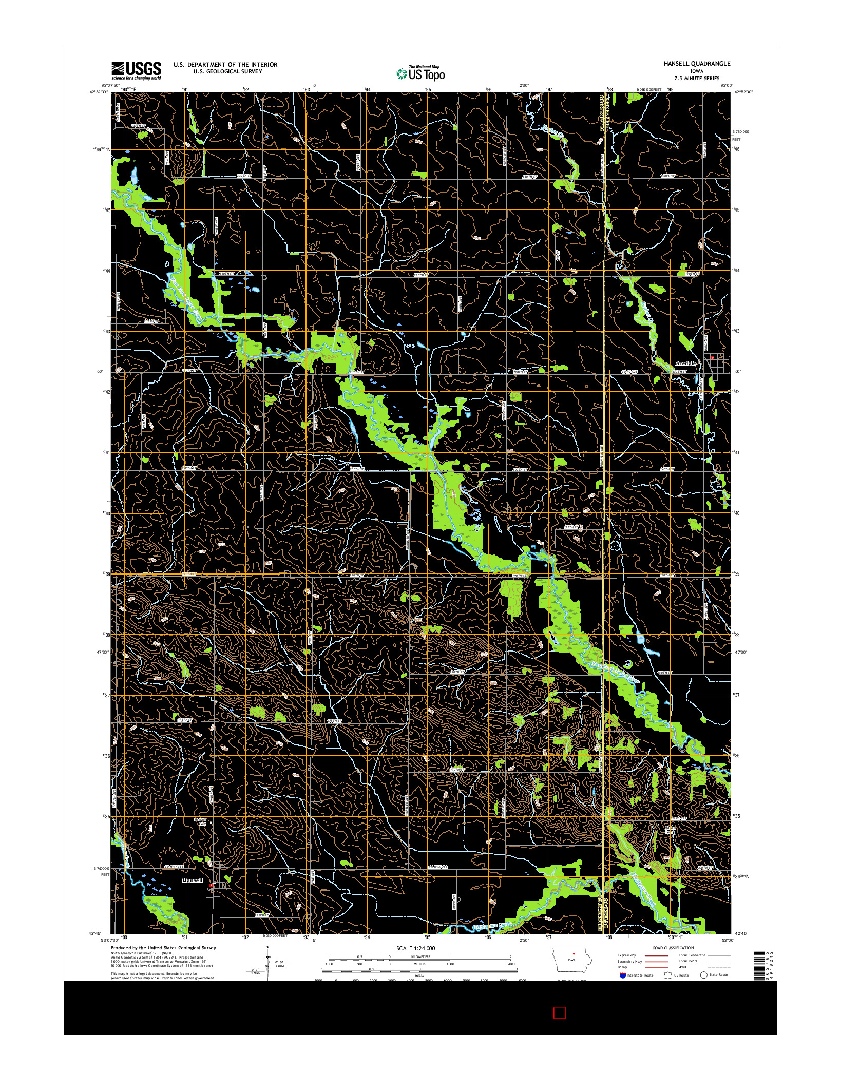 USGS US TOPO 7.5-MINUTE MAP FOR HANSELL, IA 2015