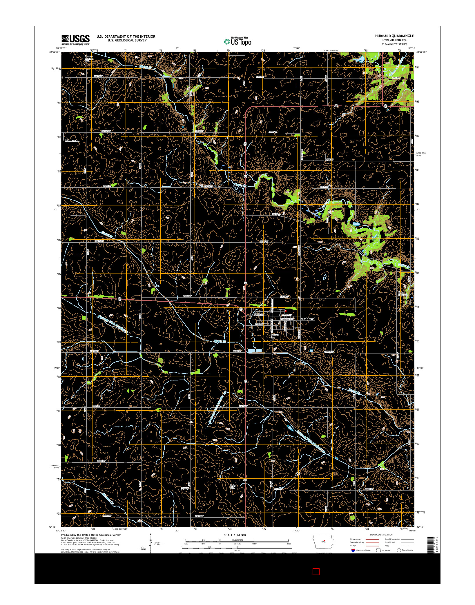 USGS US TOPO 7.5-MINUTE MAP FOR HUBBARD, IA 2015