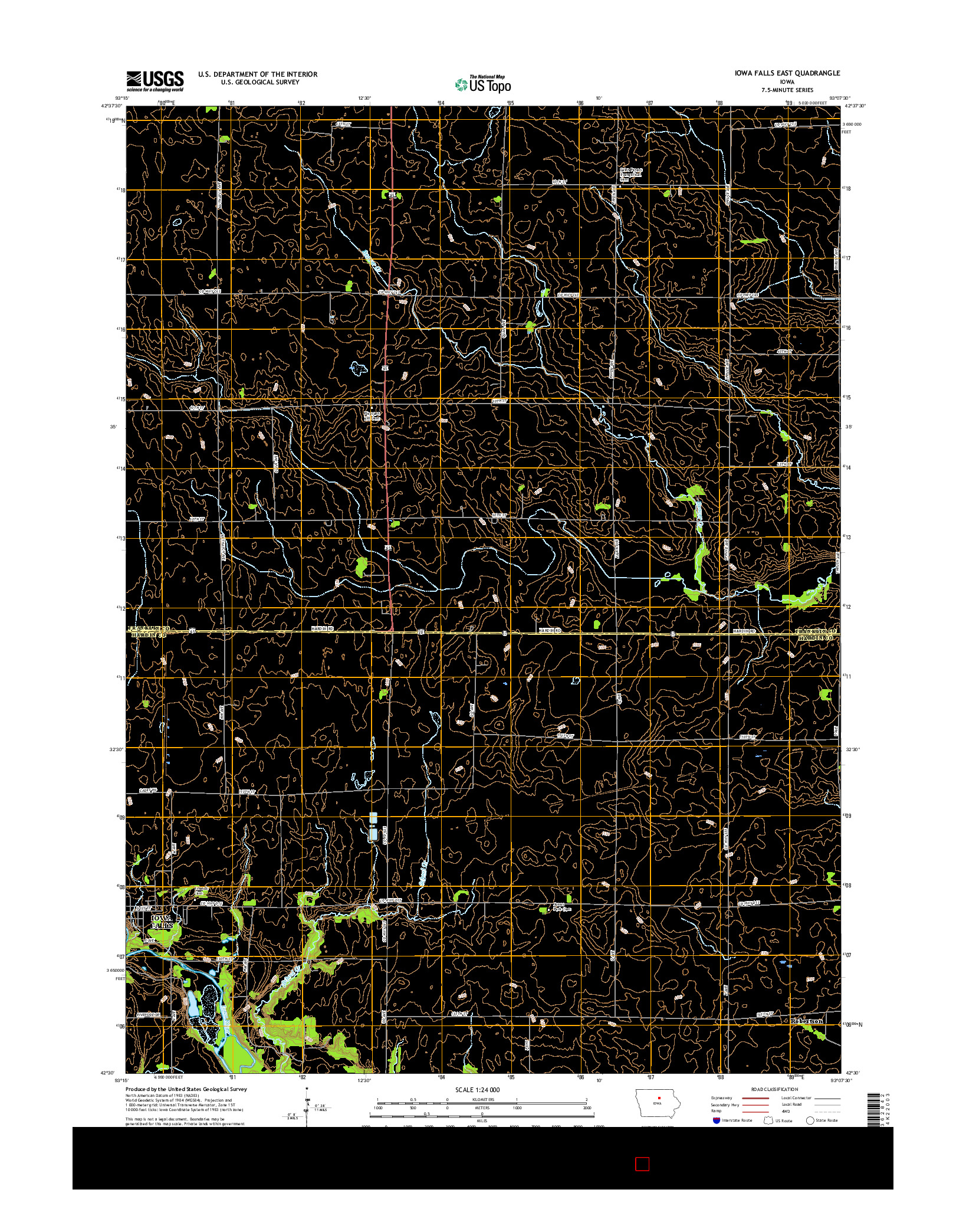 USGS US TOPO 7.5-MINUTE MAP FOR IOWA FALLS EAST, IA 2015