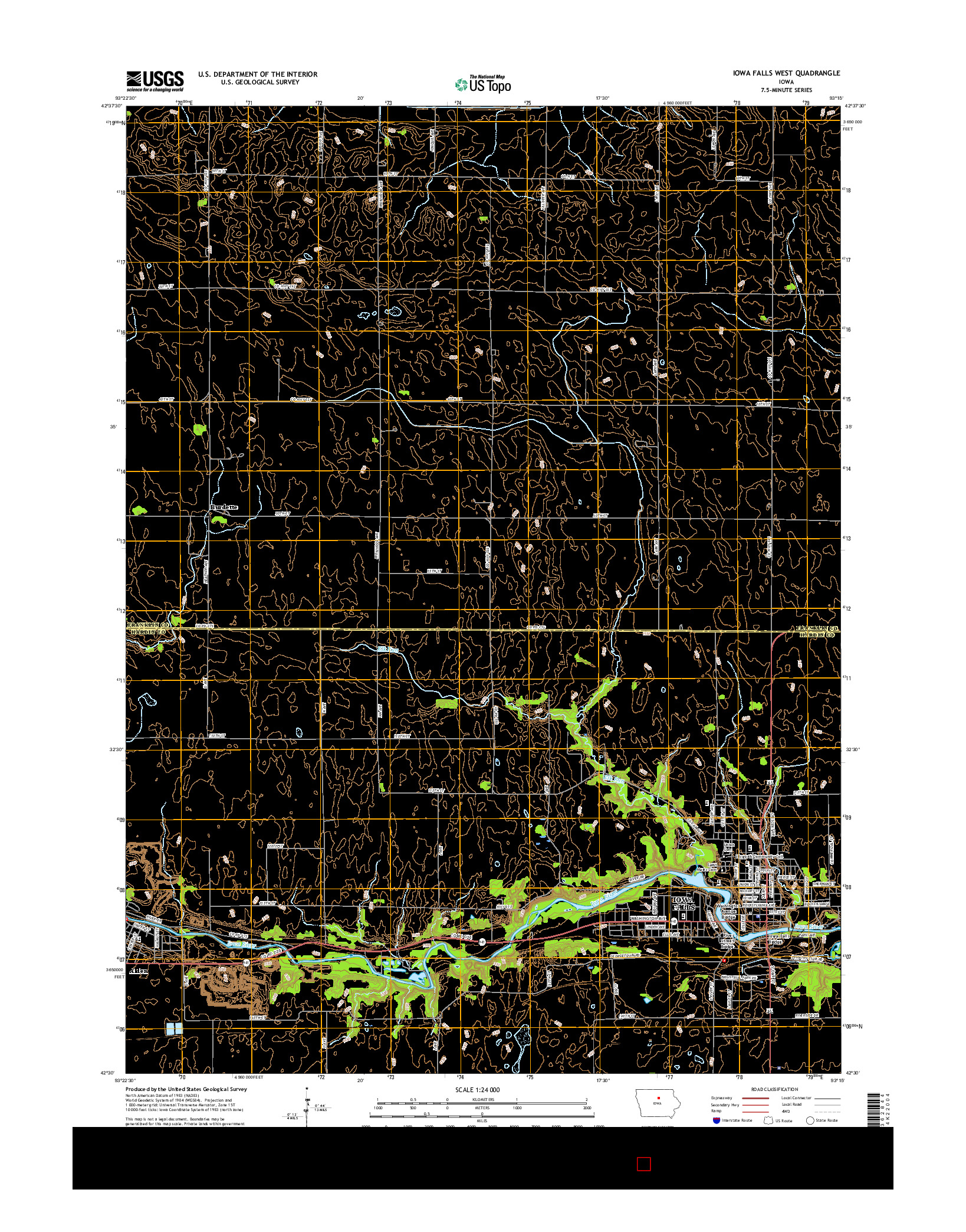 USGS US TOPO 7.5-MINUTE MAP FOR IOWA FALLS WEST, IA 2015