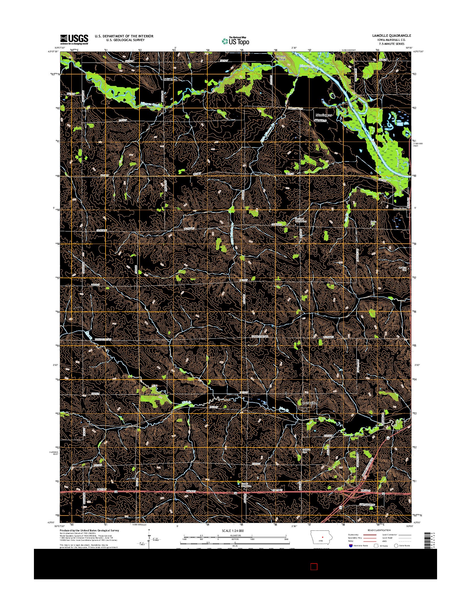 USGS US TOPO 7.5-MINUTE MAP FOR LAMOILLE, IA 2015