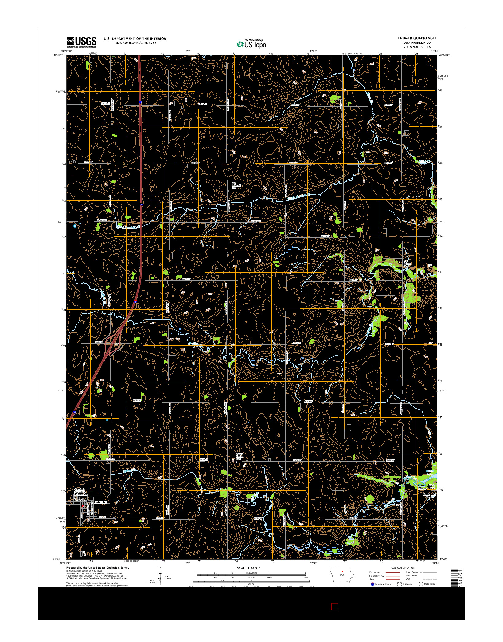 USGS US TOPO 7.5-MINUTE MAP FOR LATIMER, IA 2015