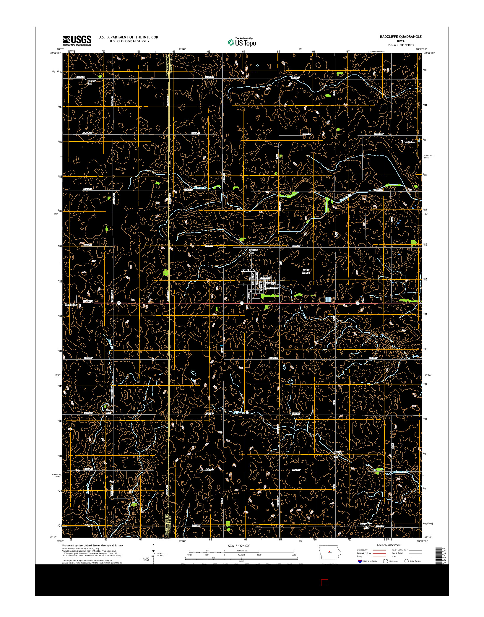 USGS US TOPO 7.5-MINUTE MAP FOR RADCLIFFE, IA 2015