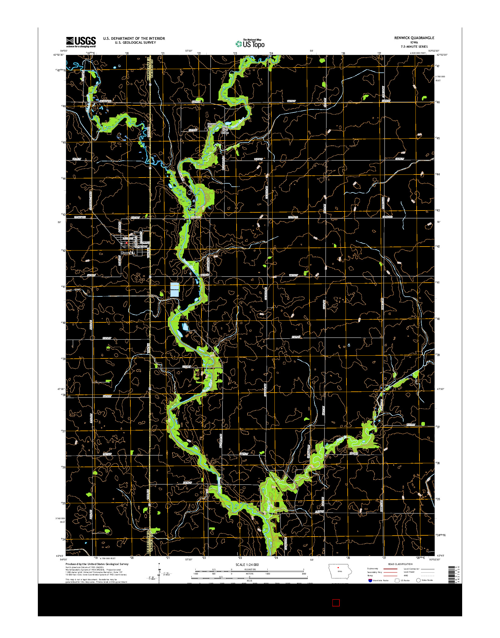 USGS US TOPO 7.5-MINUTE MAP FOR RENWICK, IA 2015