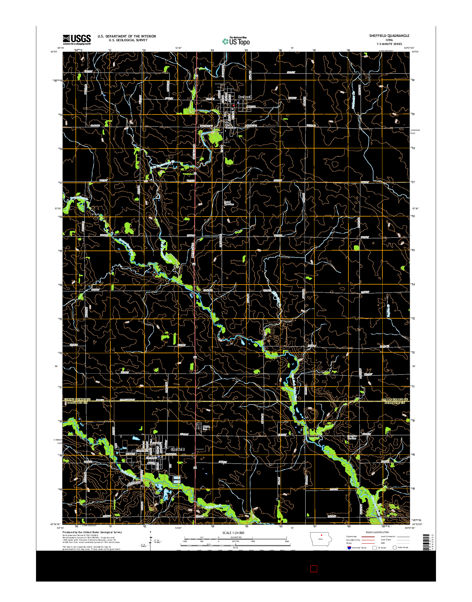 USGS US TOPO 7.5-MINUTE MAP FOR SHEFFIELD, IA 2015