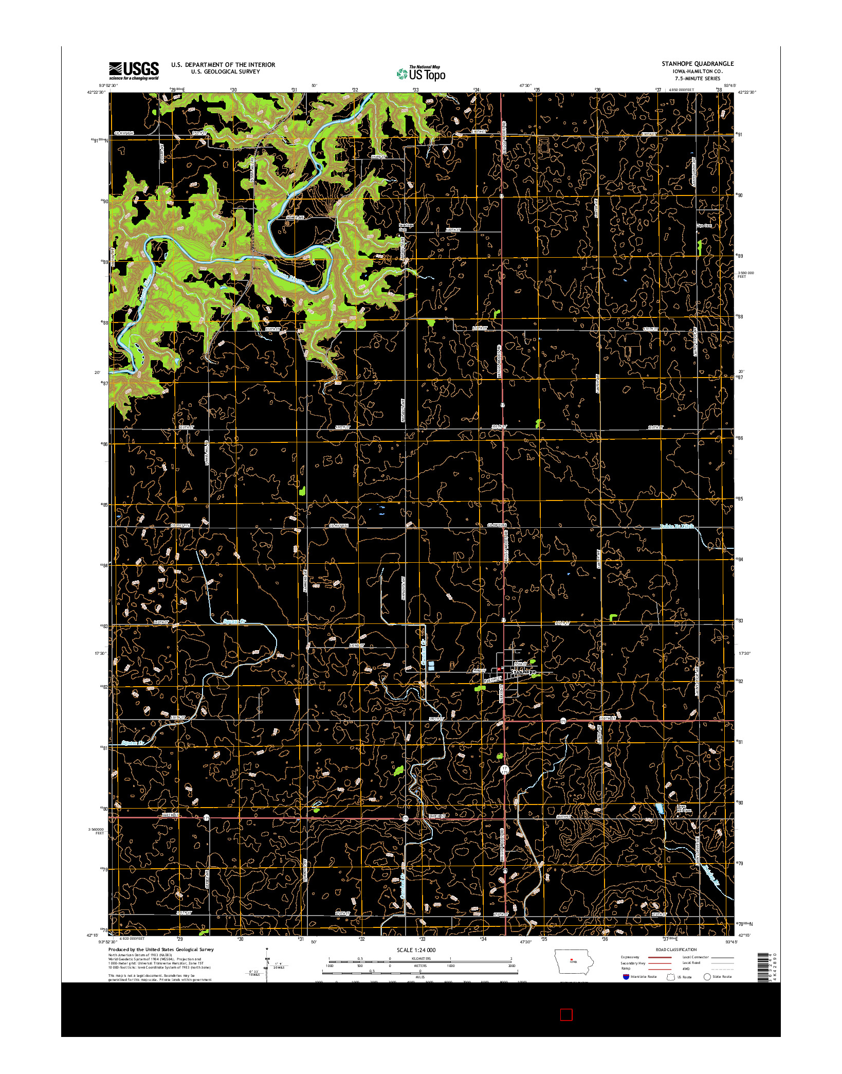 USGS US TOPO 7.5-MINUTE MAP FOR STANHOPE, IA 2015