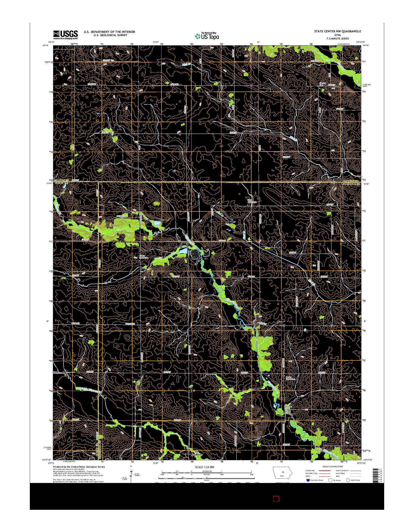 USGS US TOPO 7.5-MINUTE MAP FOR STATE CENTER NW, IA 2015