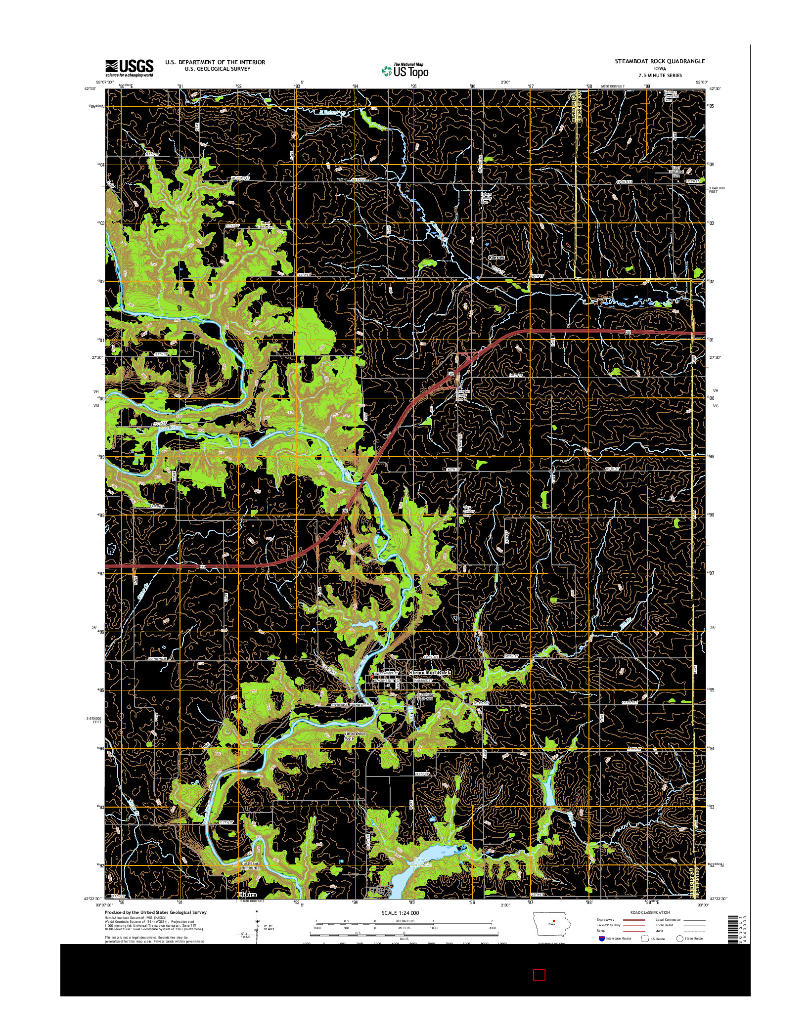 USGS US TOPO 7.5-MINUTE MAP FOR STEAMBOAT ROCK, IA 2015