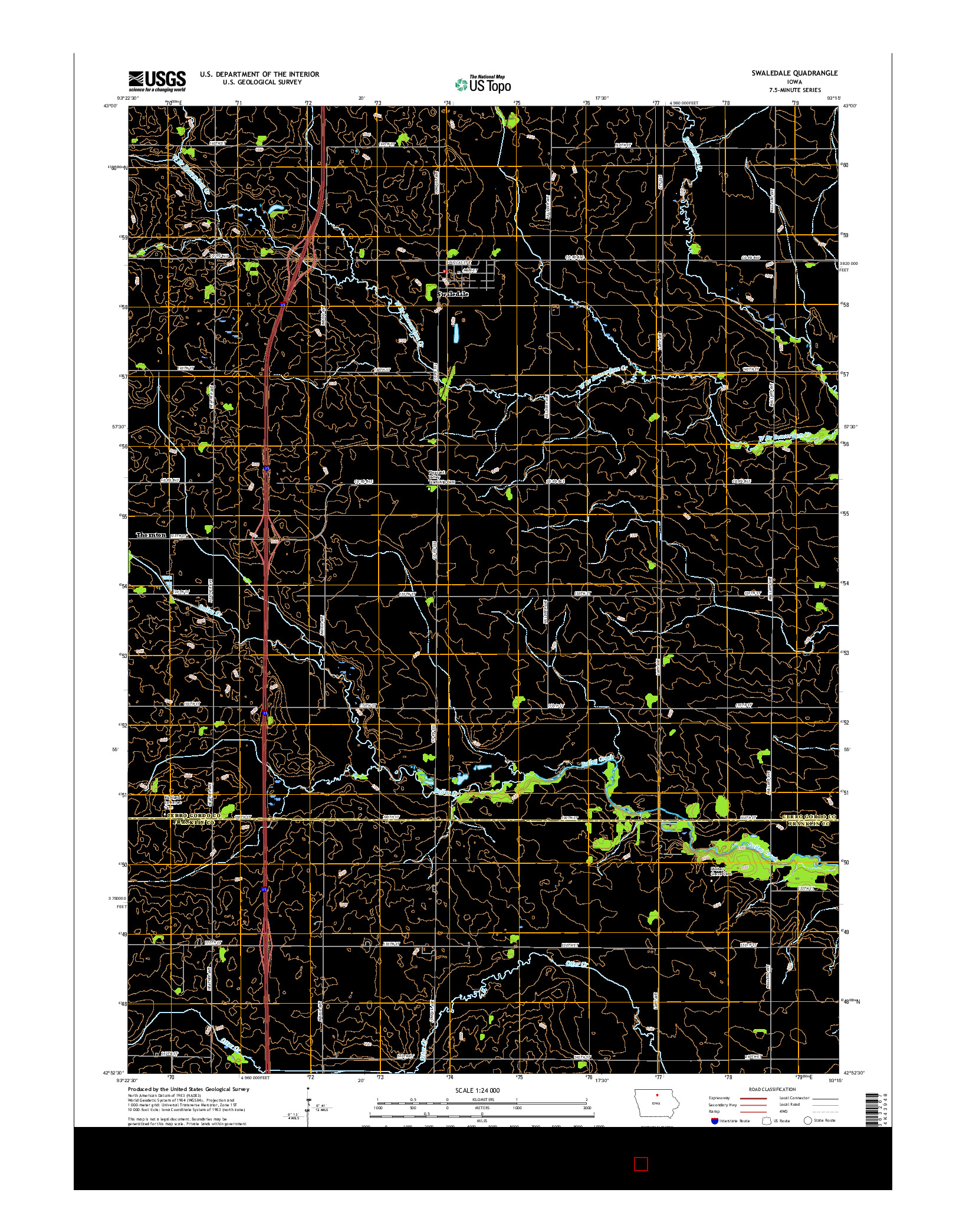 USGS US TOPO 7.5-MINUTE MAP FOR SWALEDALE, IA 2015
