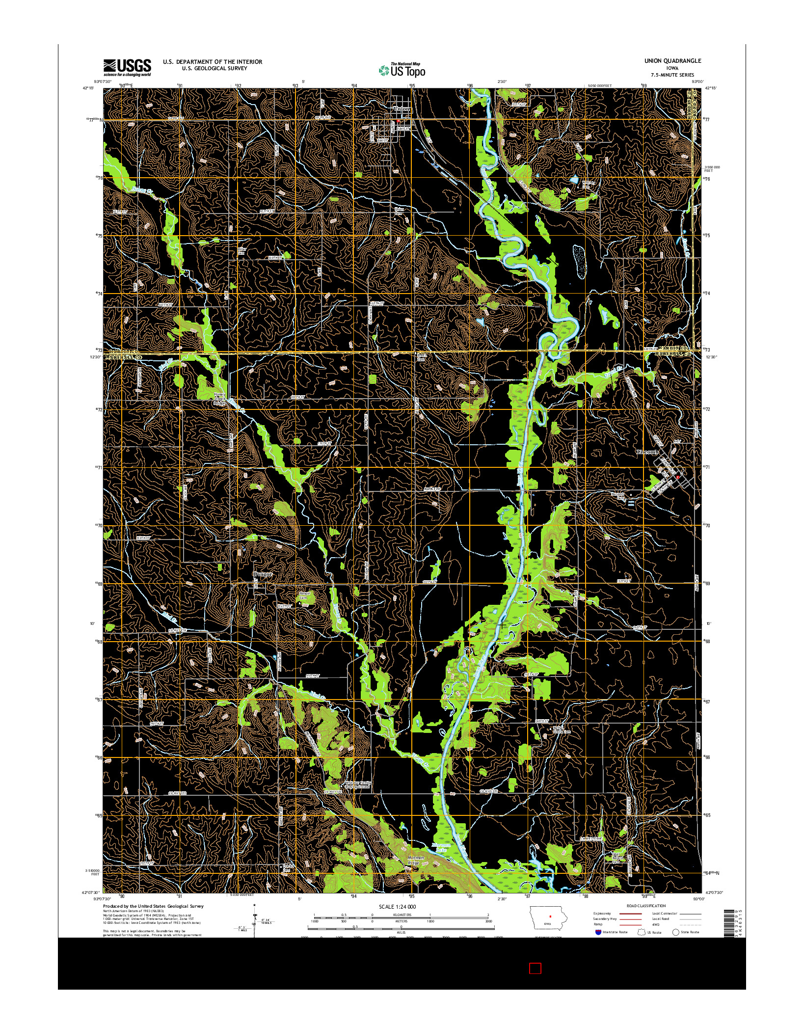 USGS US TOPO 7.5-MINUTE MAP FOR UNION, IA 2015