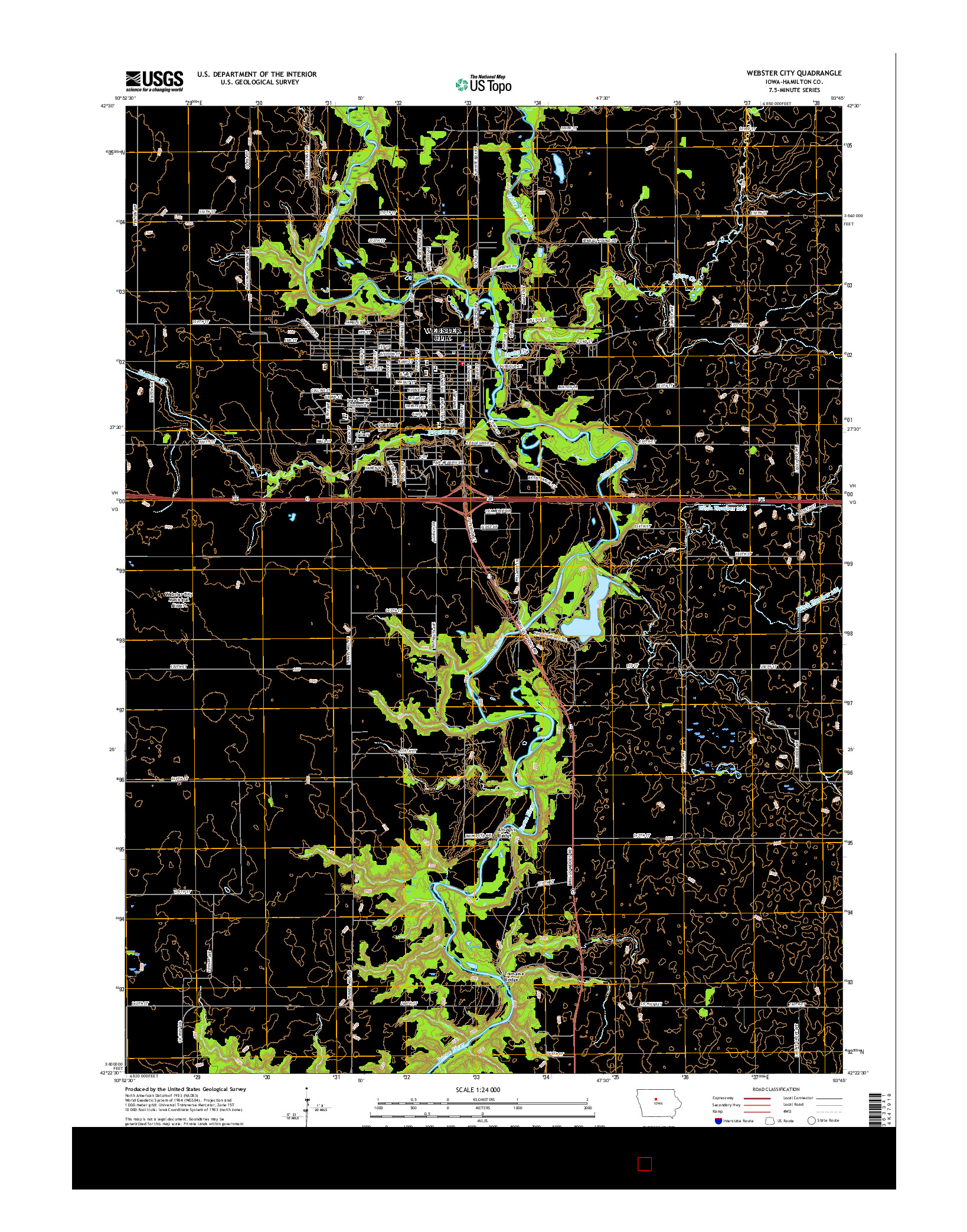 USGS US TOPO 7.5-MINUTE MAP FOR WEBSTER CITY, IA 2015