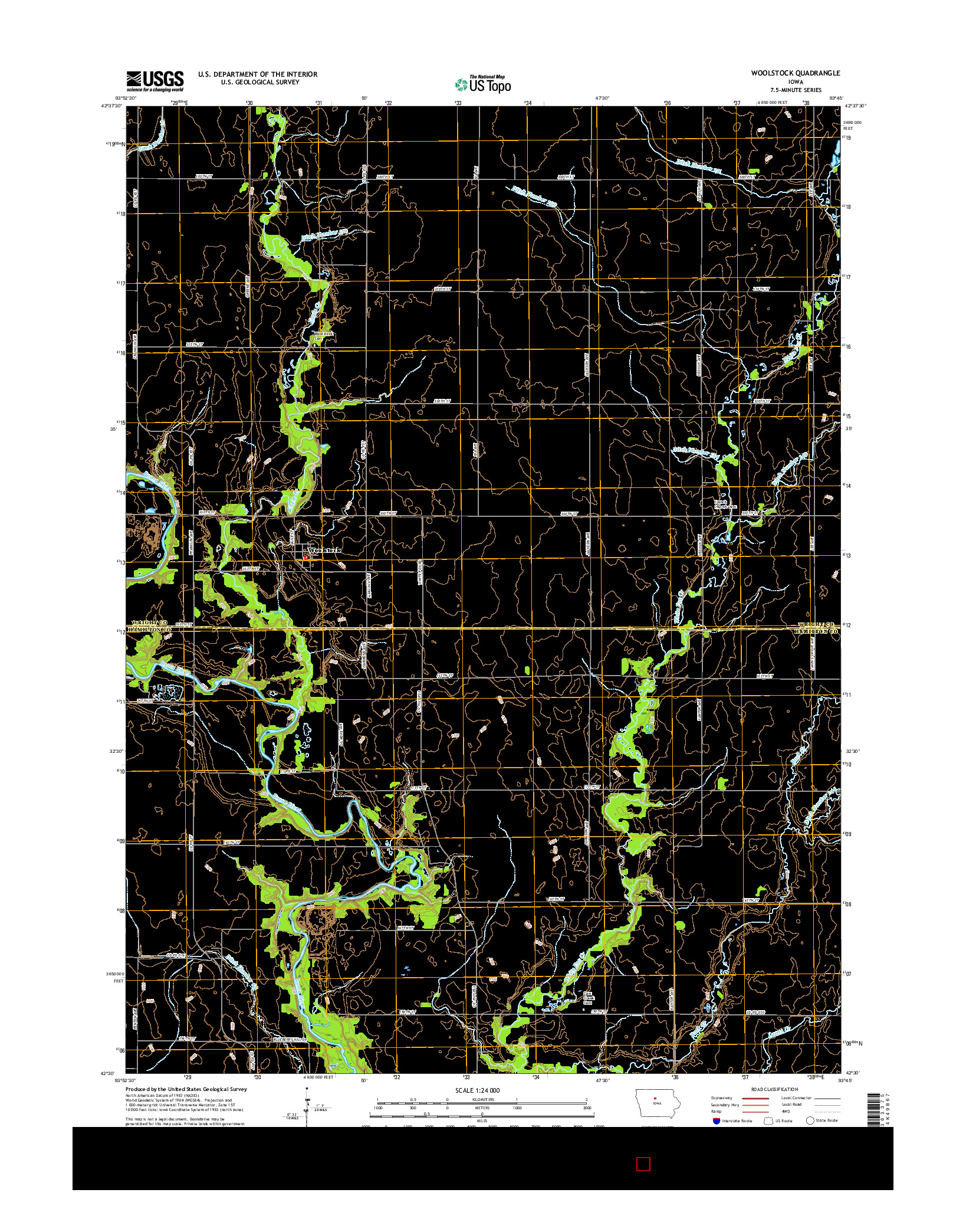 USGS US TOPO 7.5-MINUTE MAP FOR WOOLSTOCK, IA 2015