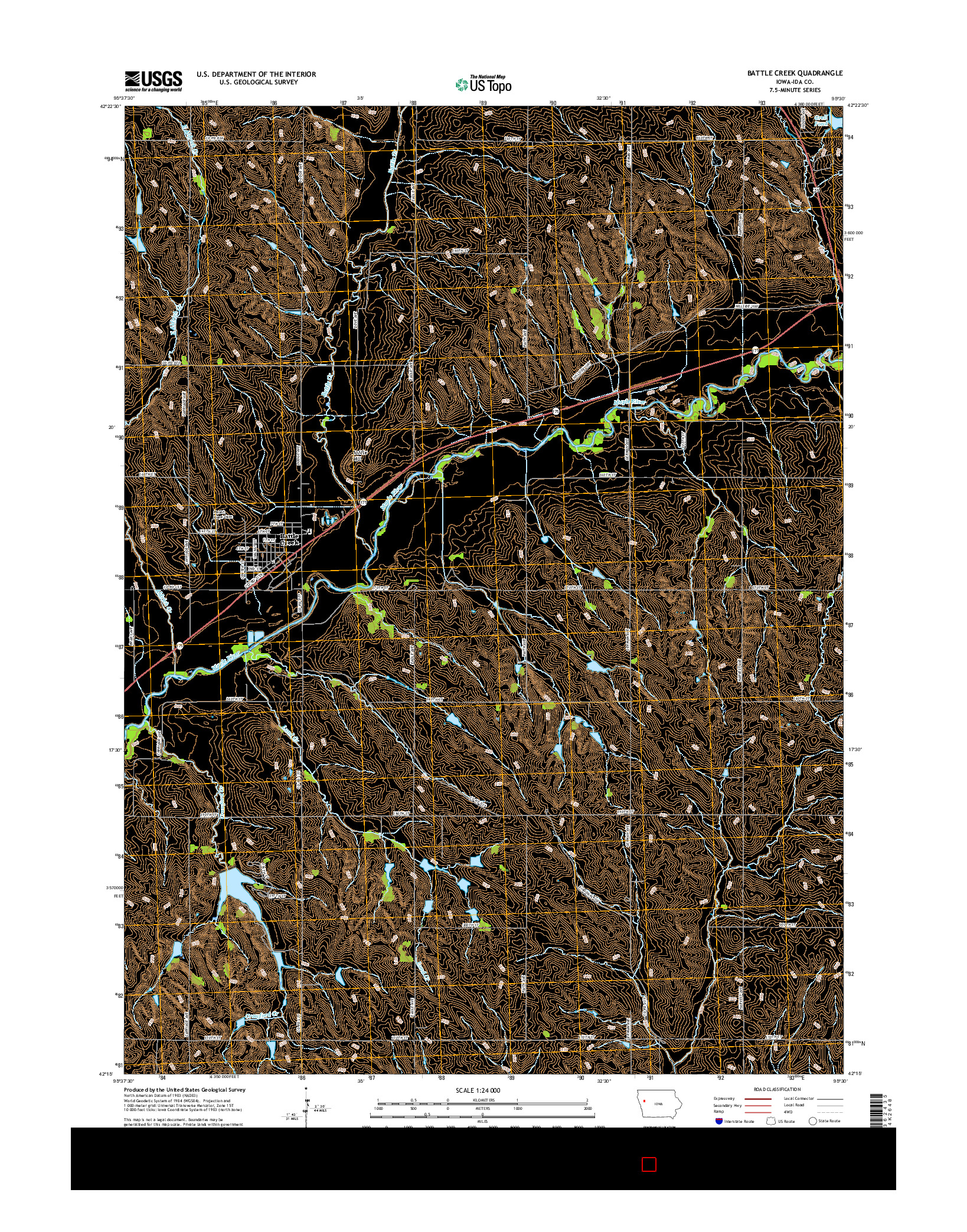 USGS US TOPO 7.5-MINUTE MAP FOR BATTLE CREEK, IA 2015