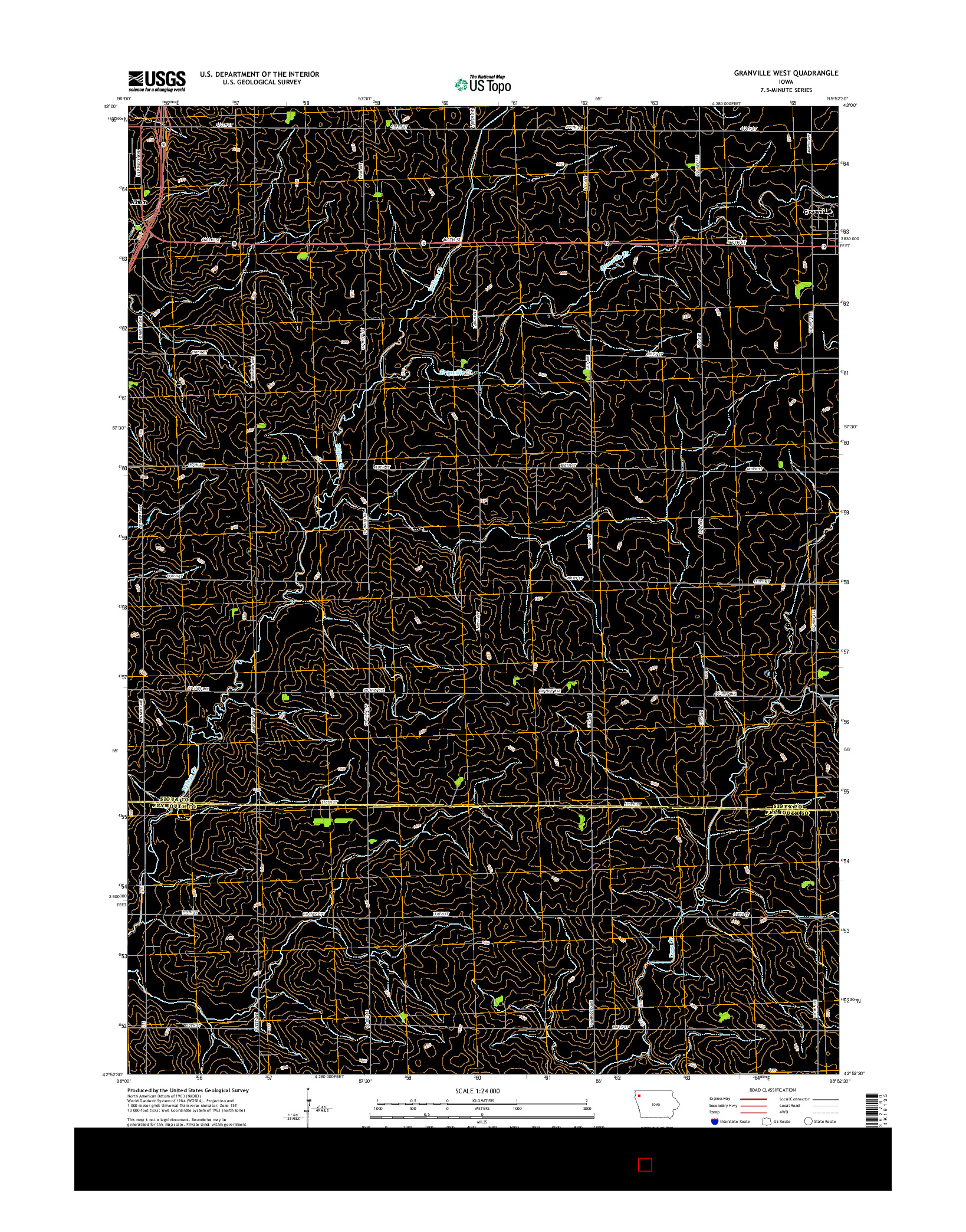 USGS US TOPO 7.5-MINUTE MAP FOR GRANVILLE WEST, IA 2015