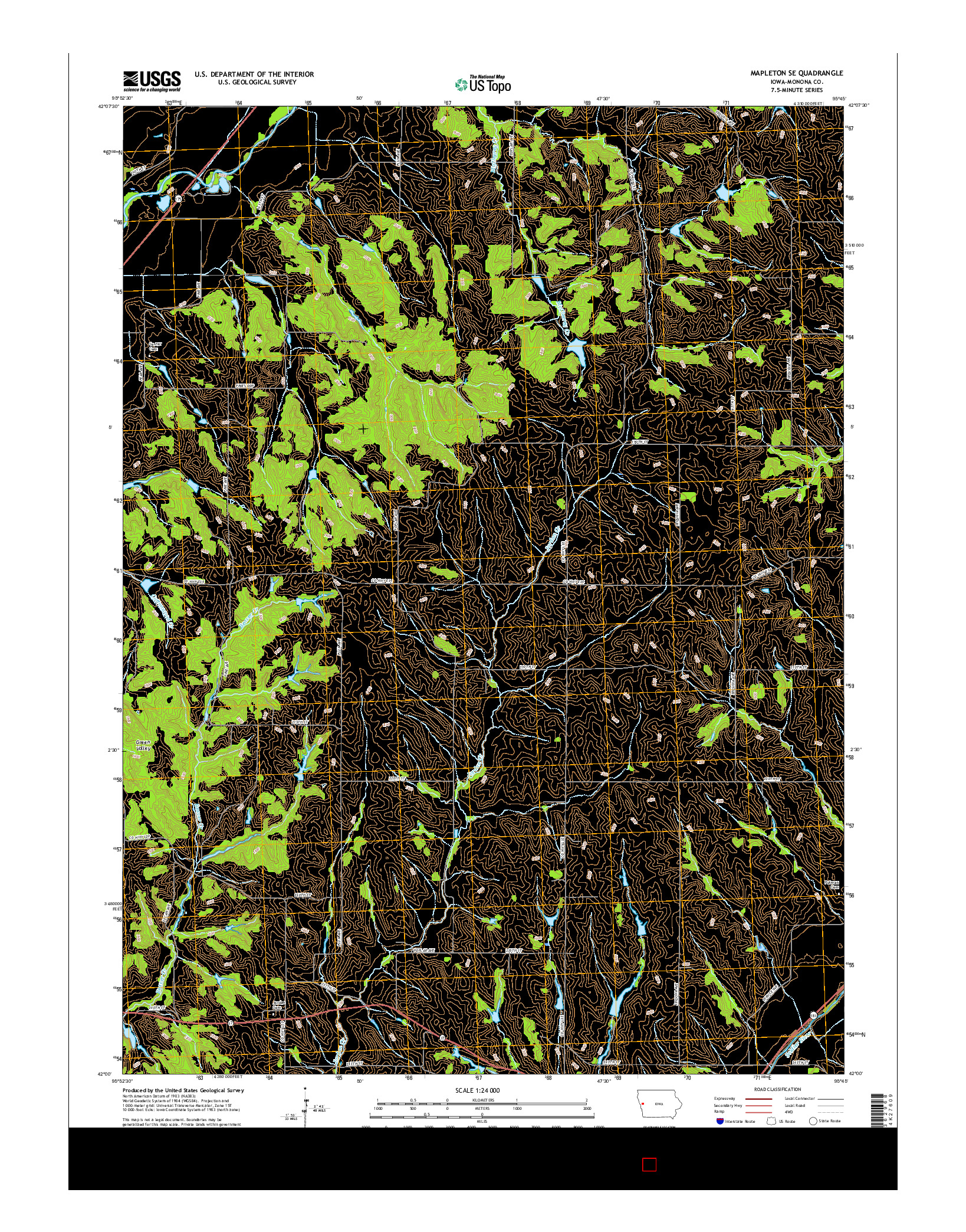 USGS US TOPO 7.5-MINUTE MAP FOR MAPLETON SE, IA 2015