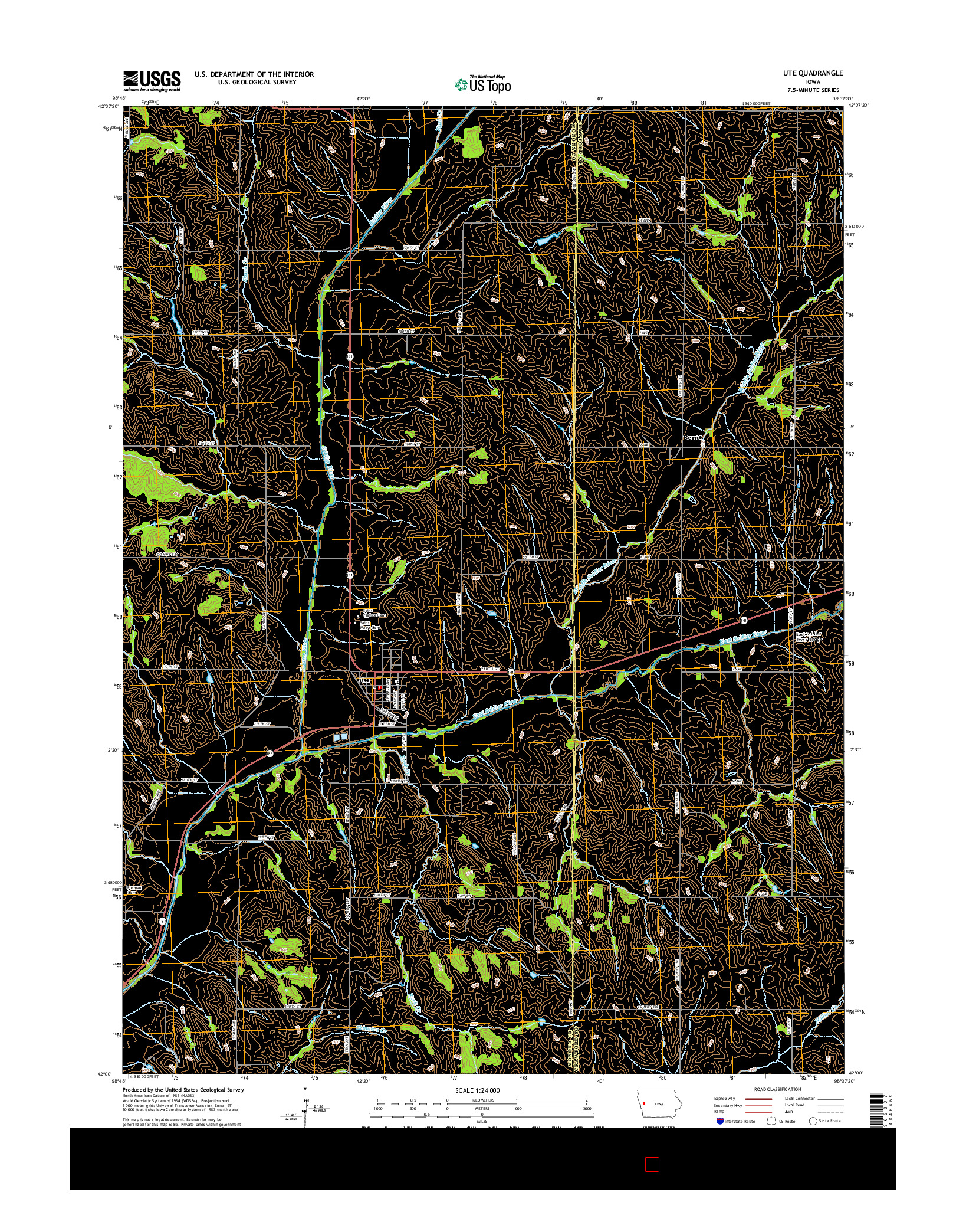 USGS US TOPO 7.5-MINUTE MAP FOR UTE, IA 2015