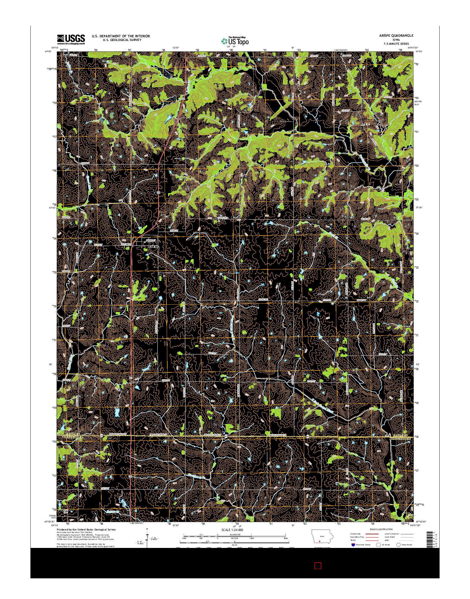 USGS US TOPO 7.5-MINUTE MAP FOR ARISPE, IA 2015