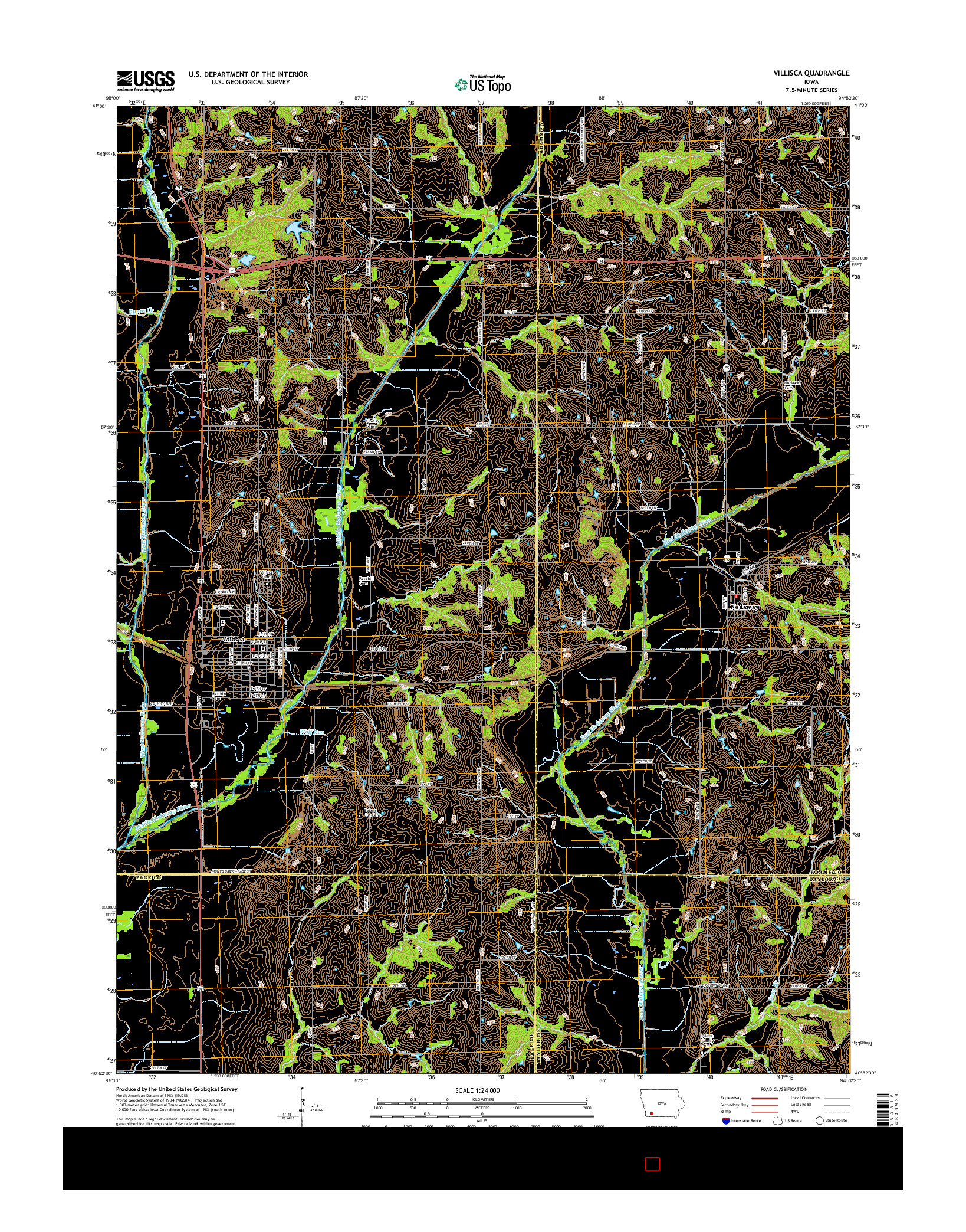 USGS US TOPO 7.5-MINUTE MAP FOR VILLISCA, IA 2015