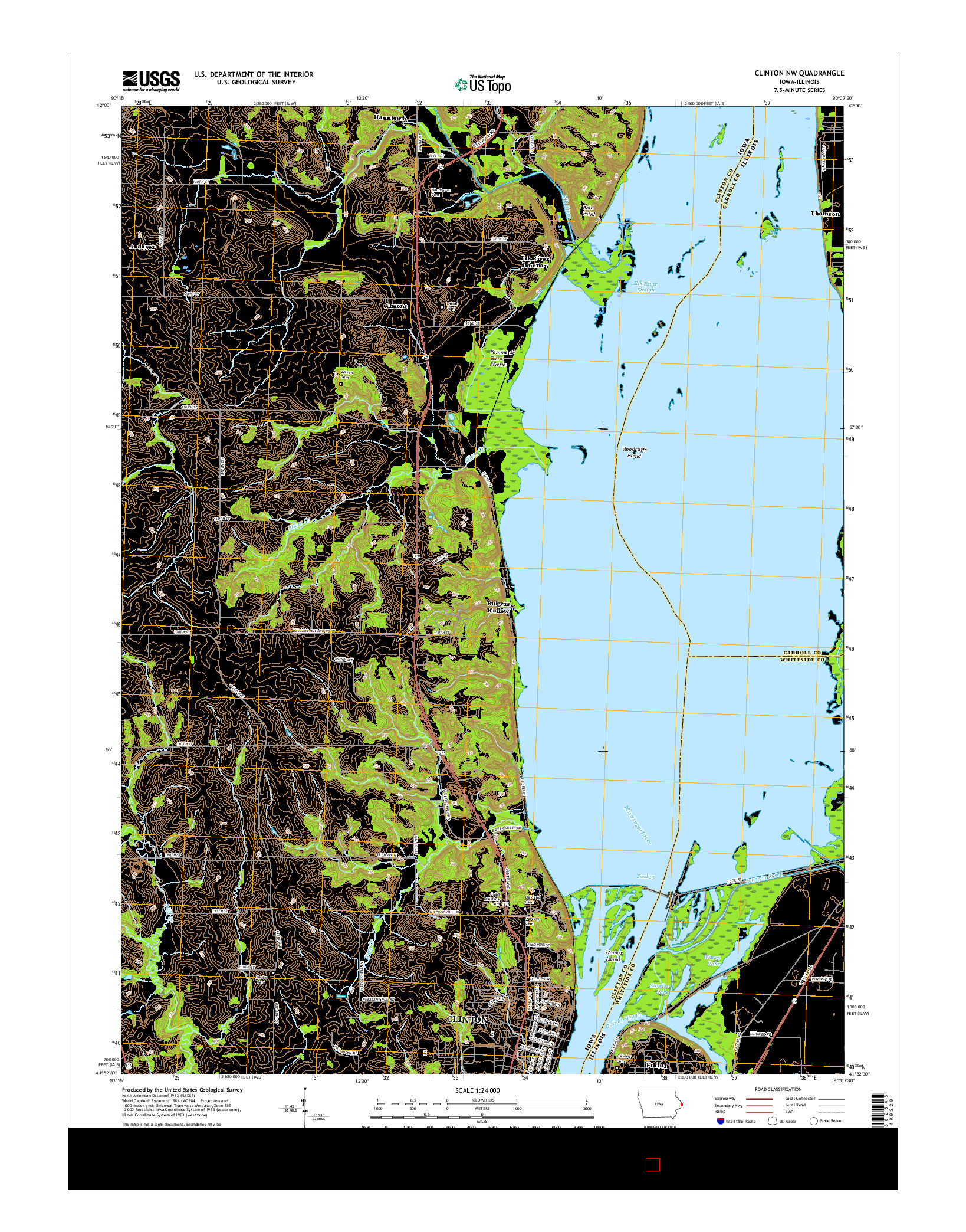 USGS US TOPO 7.5-MINUTE MAP FOR CLINTON NW, IA-IL 2015