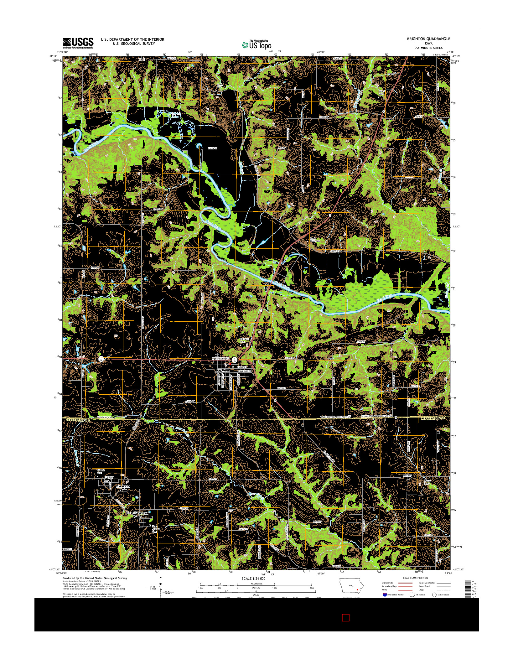 USGS US TOPO 7.5-MINUTE MAP FOR BRIGHTON, IA 2015