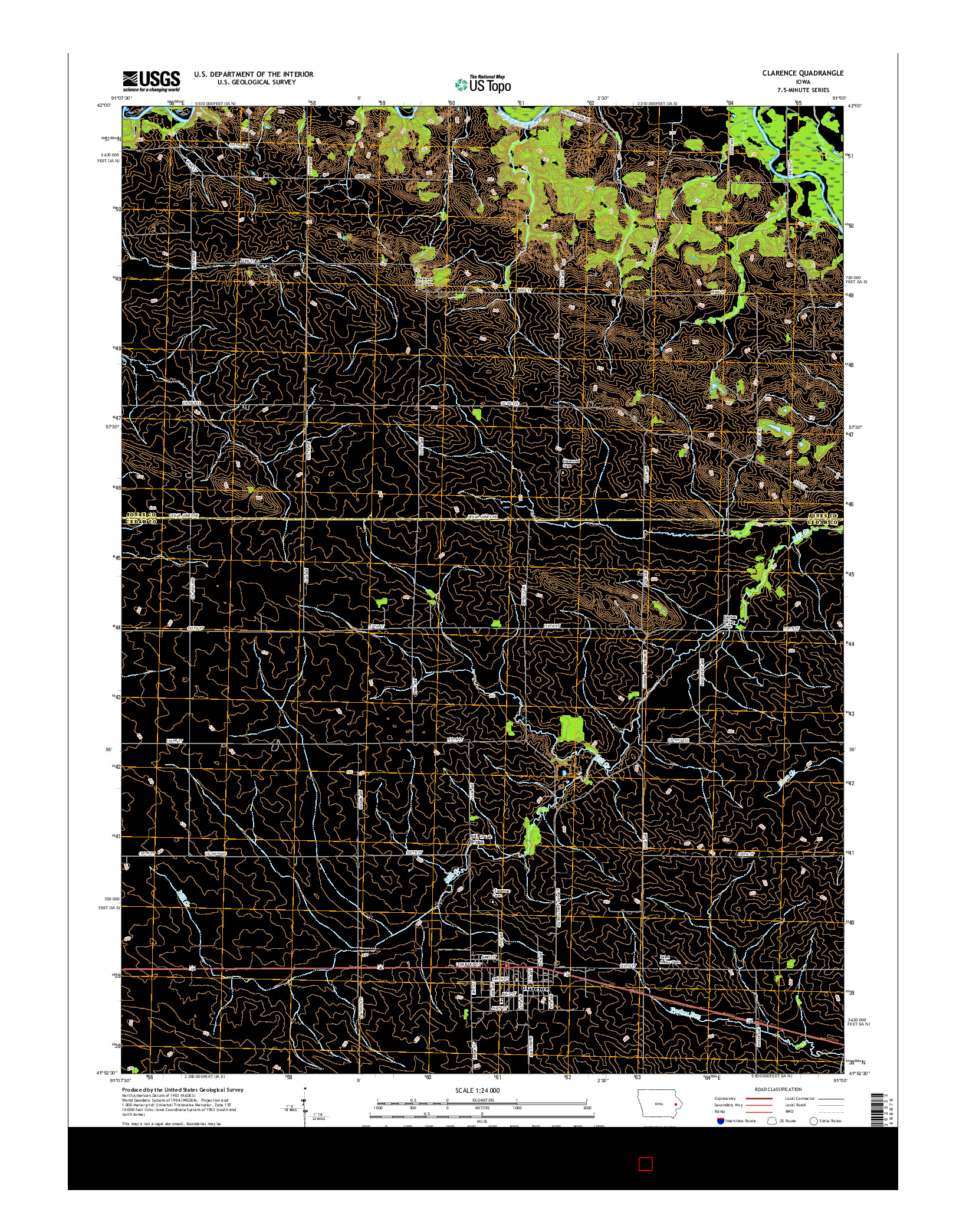 USGS US TOPO 7.5-MINUTE MAP FOR CLARENCE, IA 2015