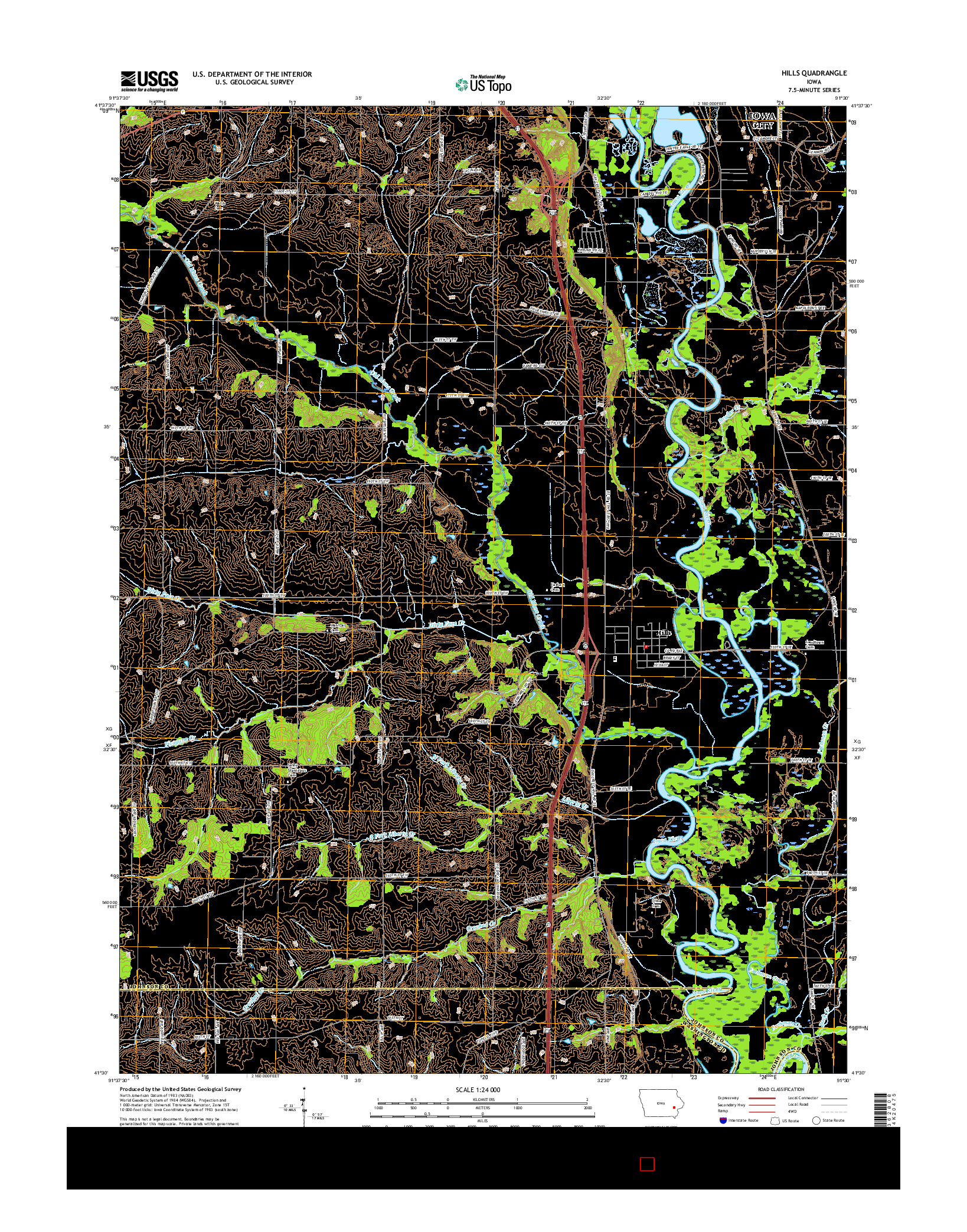 USGS US TOPO 7.5-MINUTE MAP FOR HILLS, IA 2015