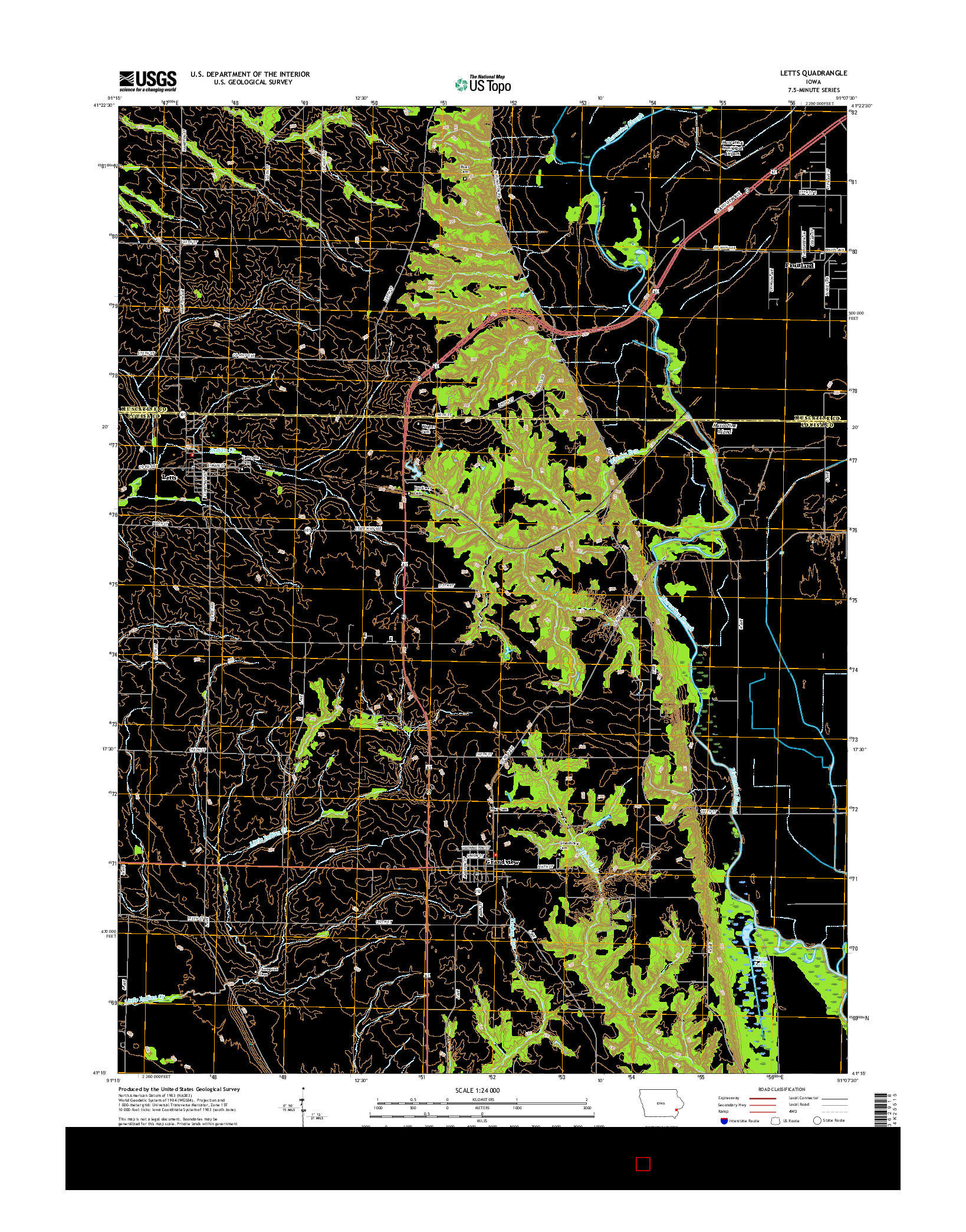 USGS US TOPO 7.5-MINUTE MAP FOR LETTS, IA 2015
