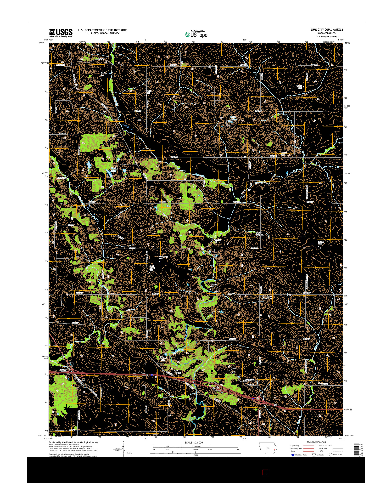 USGS US TOPO 7.5-MINUTE MAP FOR LIME CITY, IA 2015