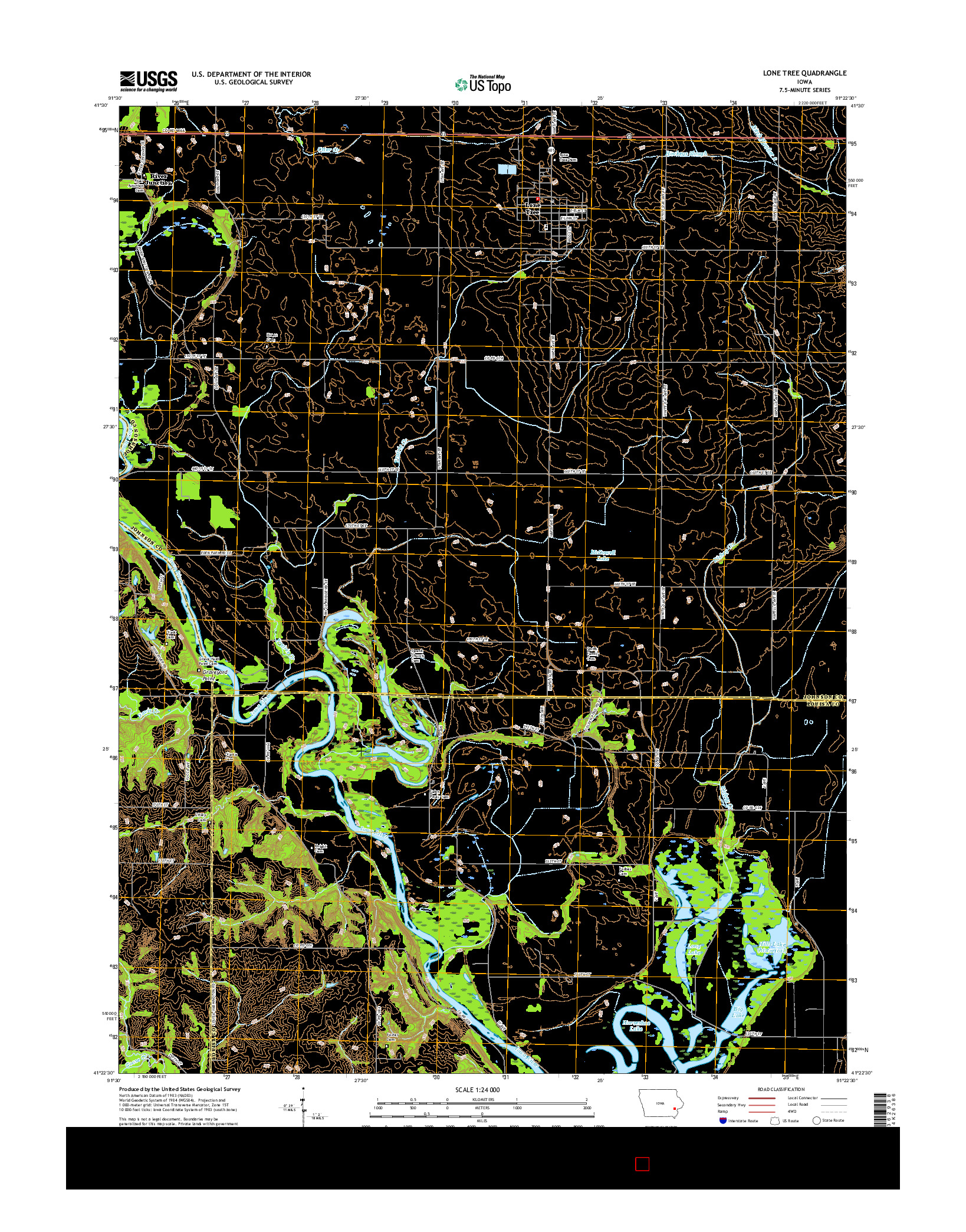USGS US TOPO 7.5-MINUTE MAP FOR LONE TREE, IA 2015