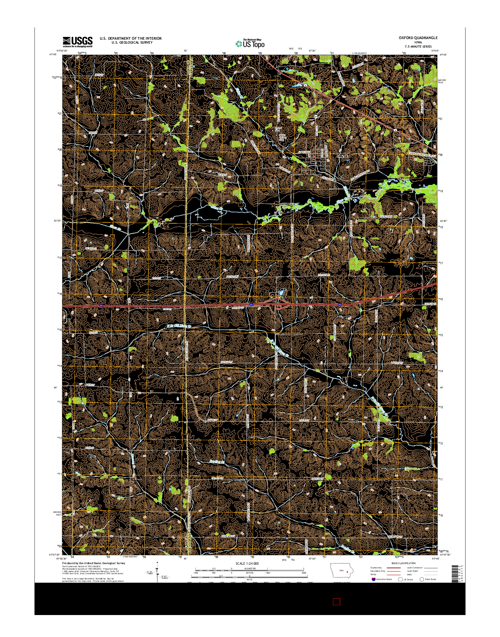 USGS US TOPO 7.5-MINUTE MAP FOR OXFORD, IA 2015