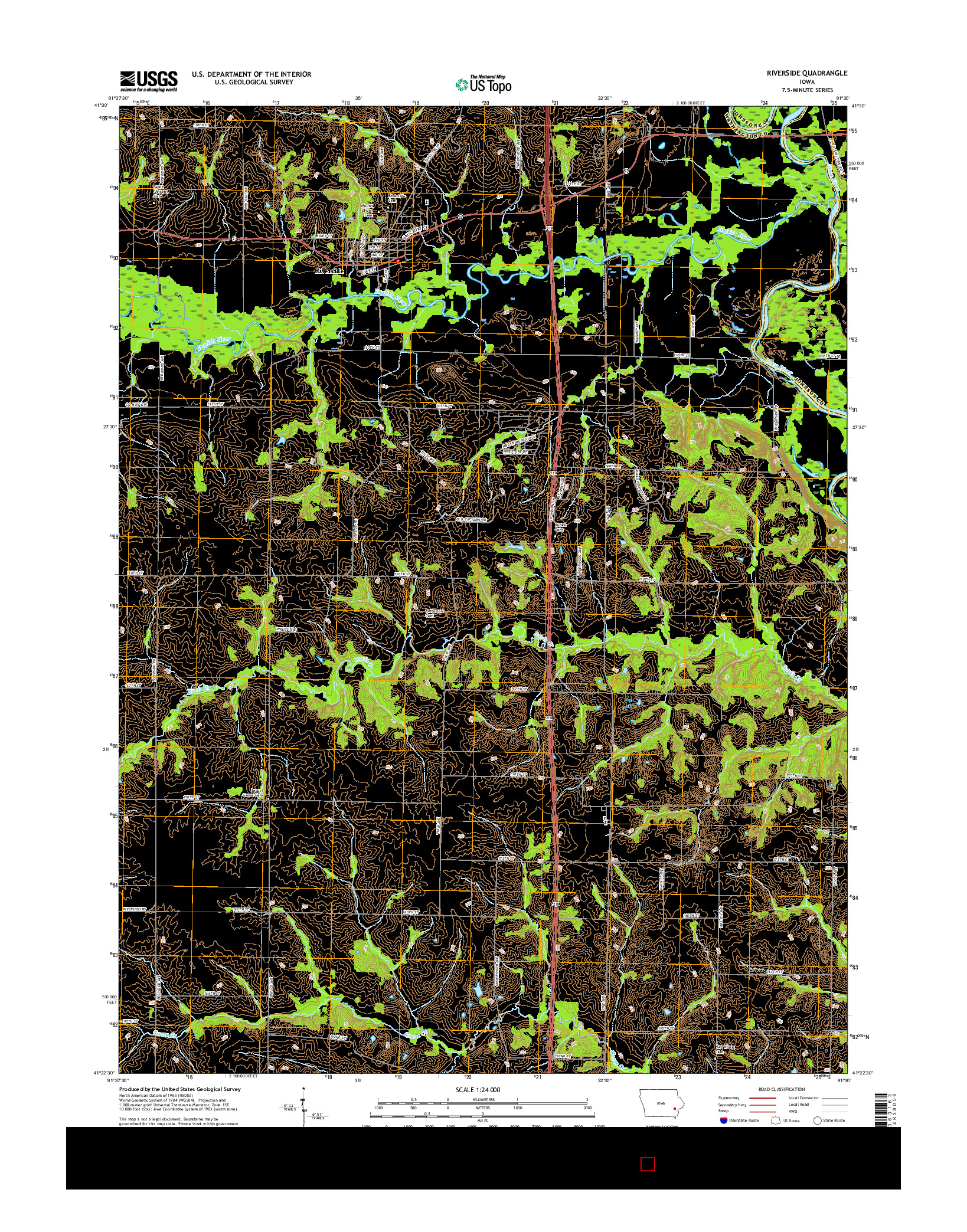 USGS US TOPO 7.5-MINUTE MAP FOR RIVERSIDE, IA 2015
