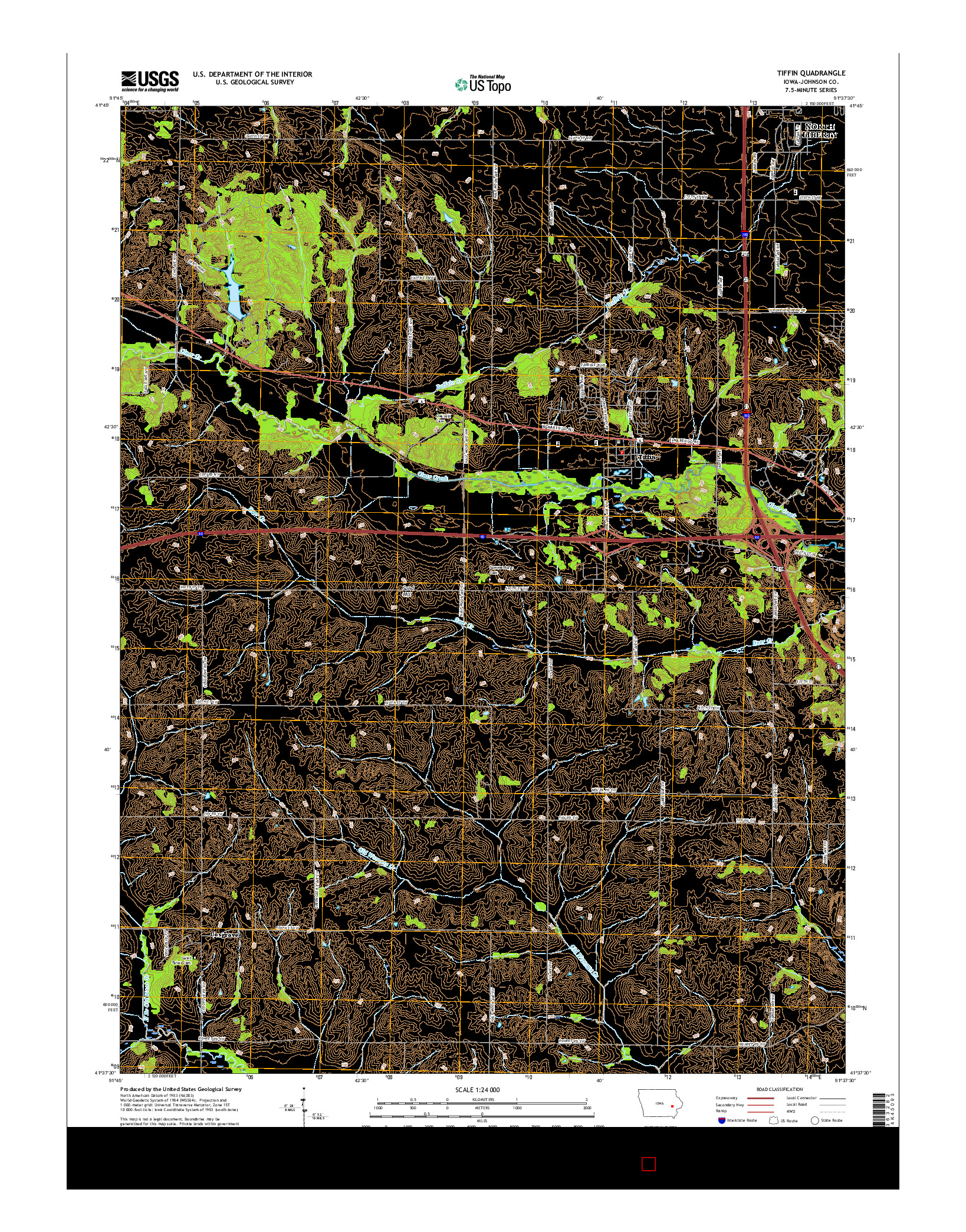 USGS US TOPO 7.5-MINUTE MAP FOR TIFFIN, IA 2015