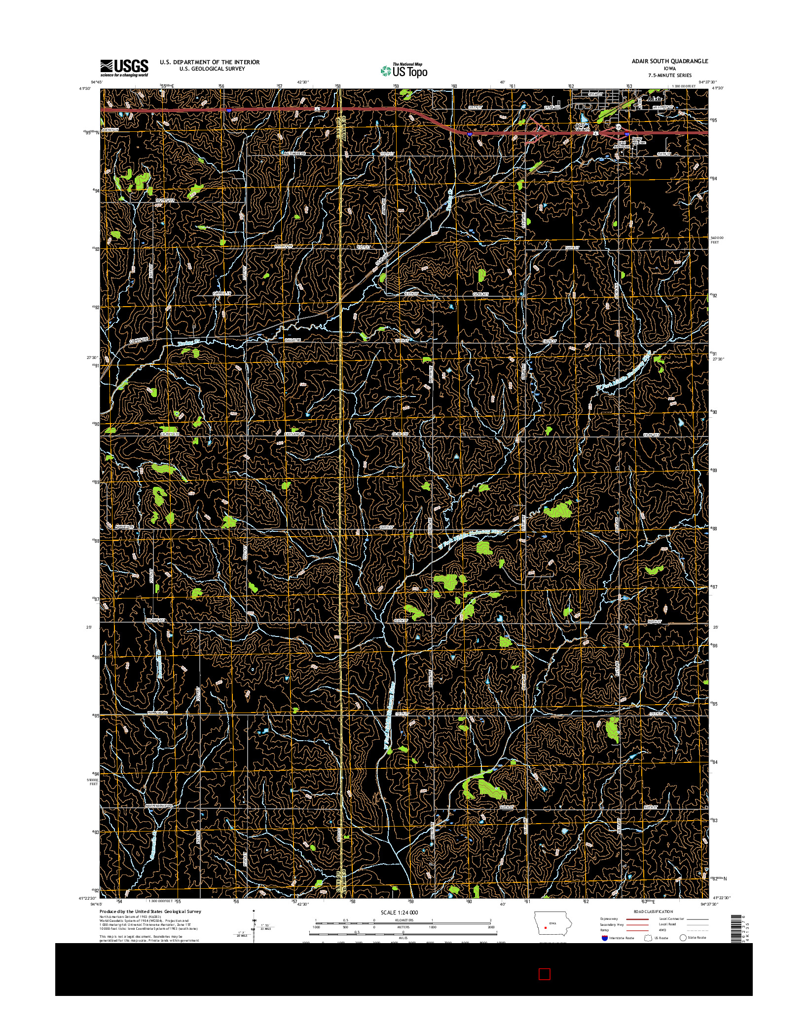USGS US TOPO 7.5-MINUTE MAP FOR ADAIR SOUTH, IA 2015
