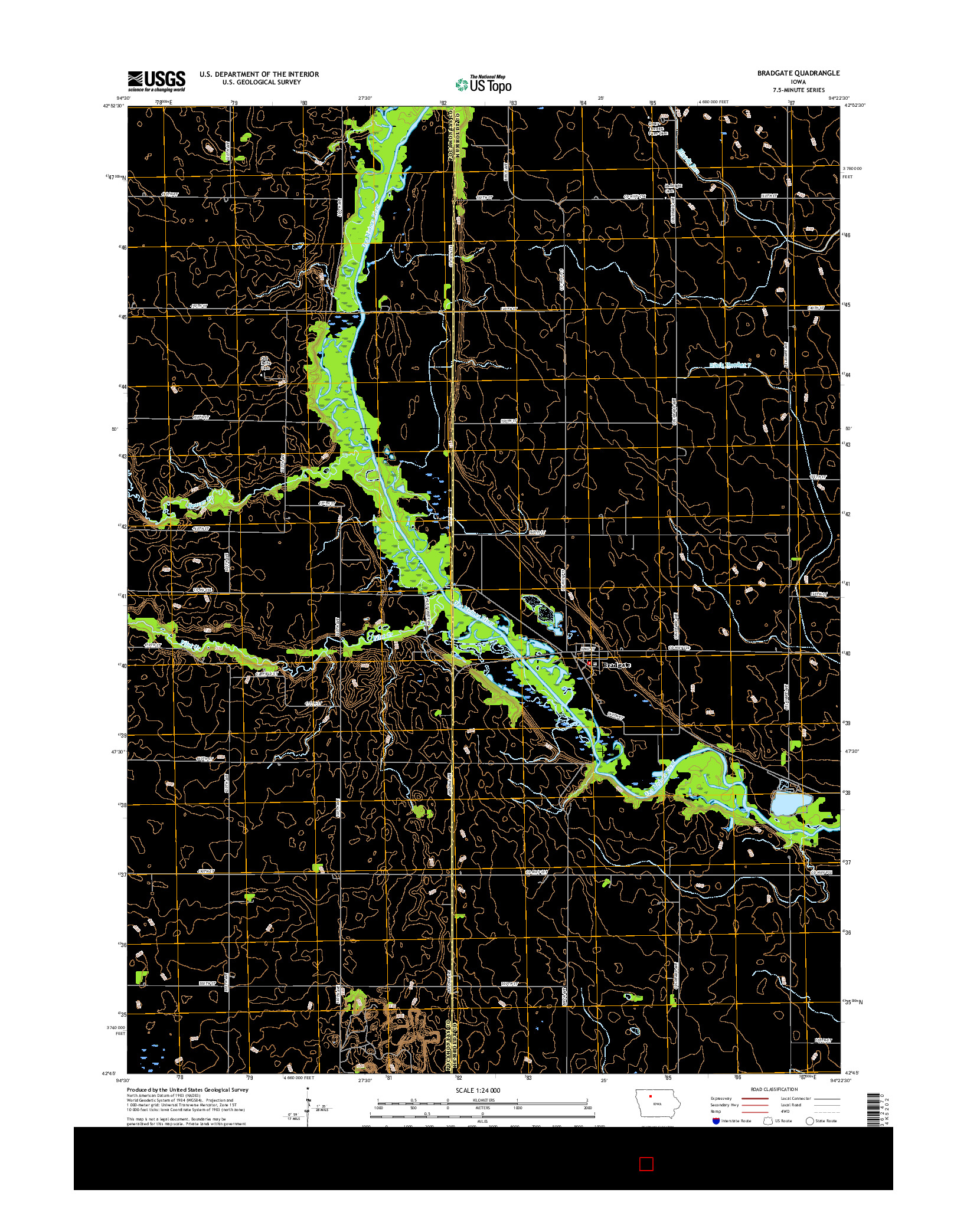 USGS US TOPO 7.5-MINUTE MAP FOR BRADGATE, IA 2015