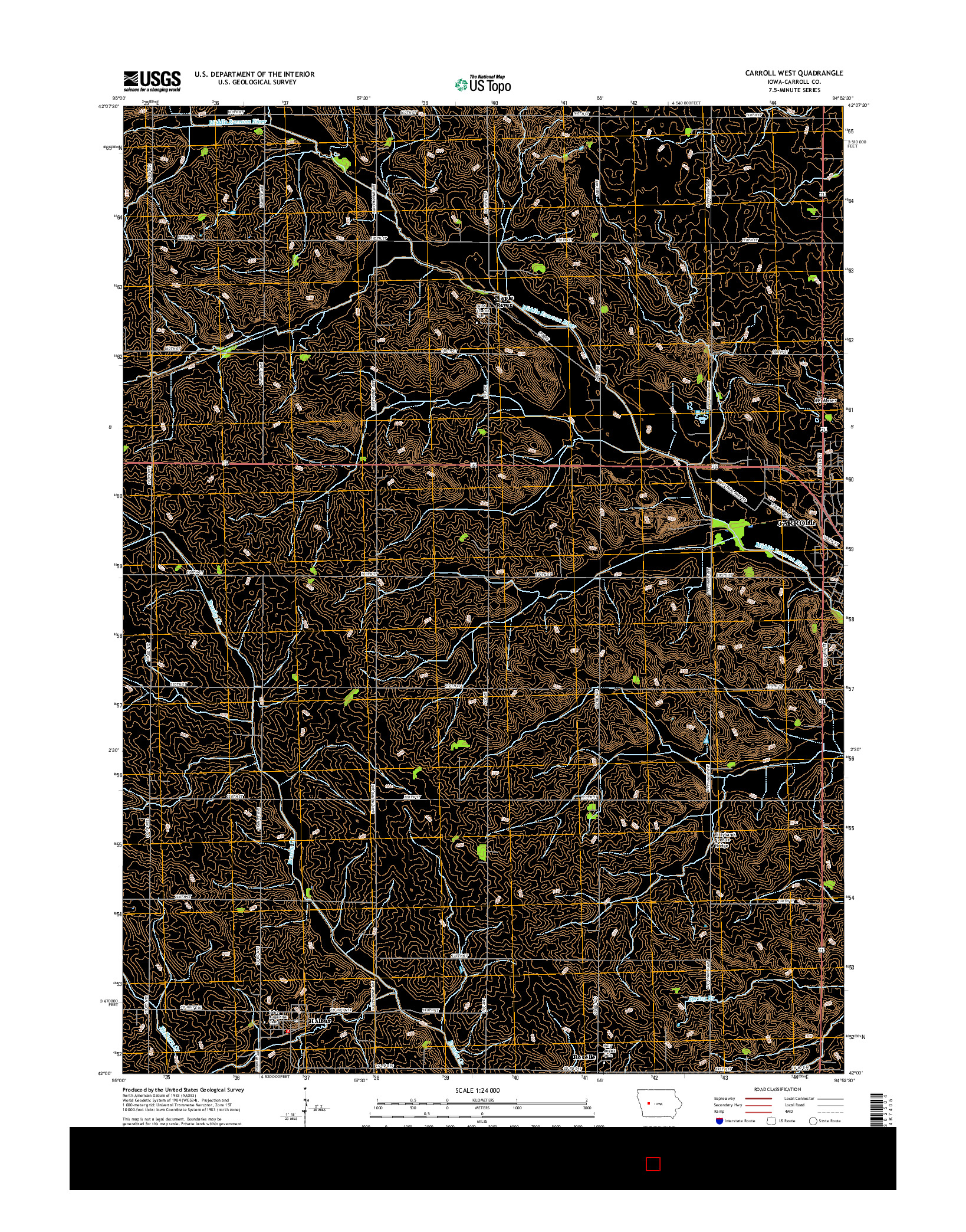 USGS US TOPO 7.5-MINUTE MAP FOR CARROLL WEST, IA 2015
