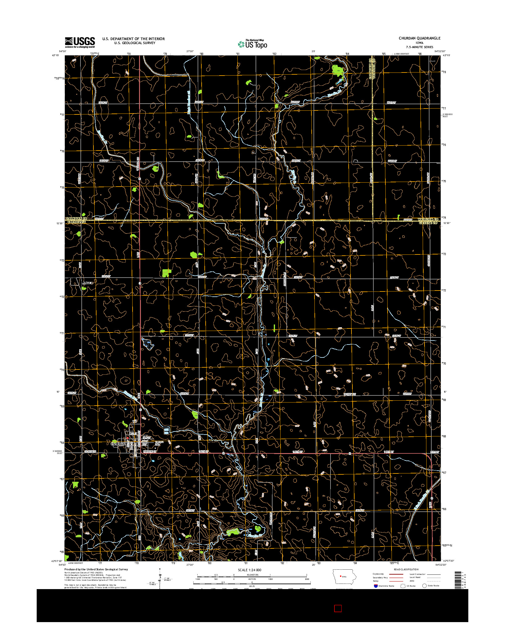 USGS US TOPO 7.5-MINUTE MAP FOR CHURDAN, IA 2015
