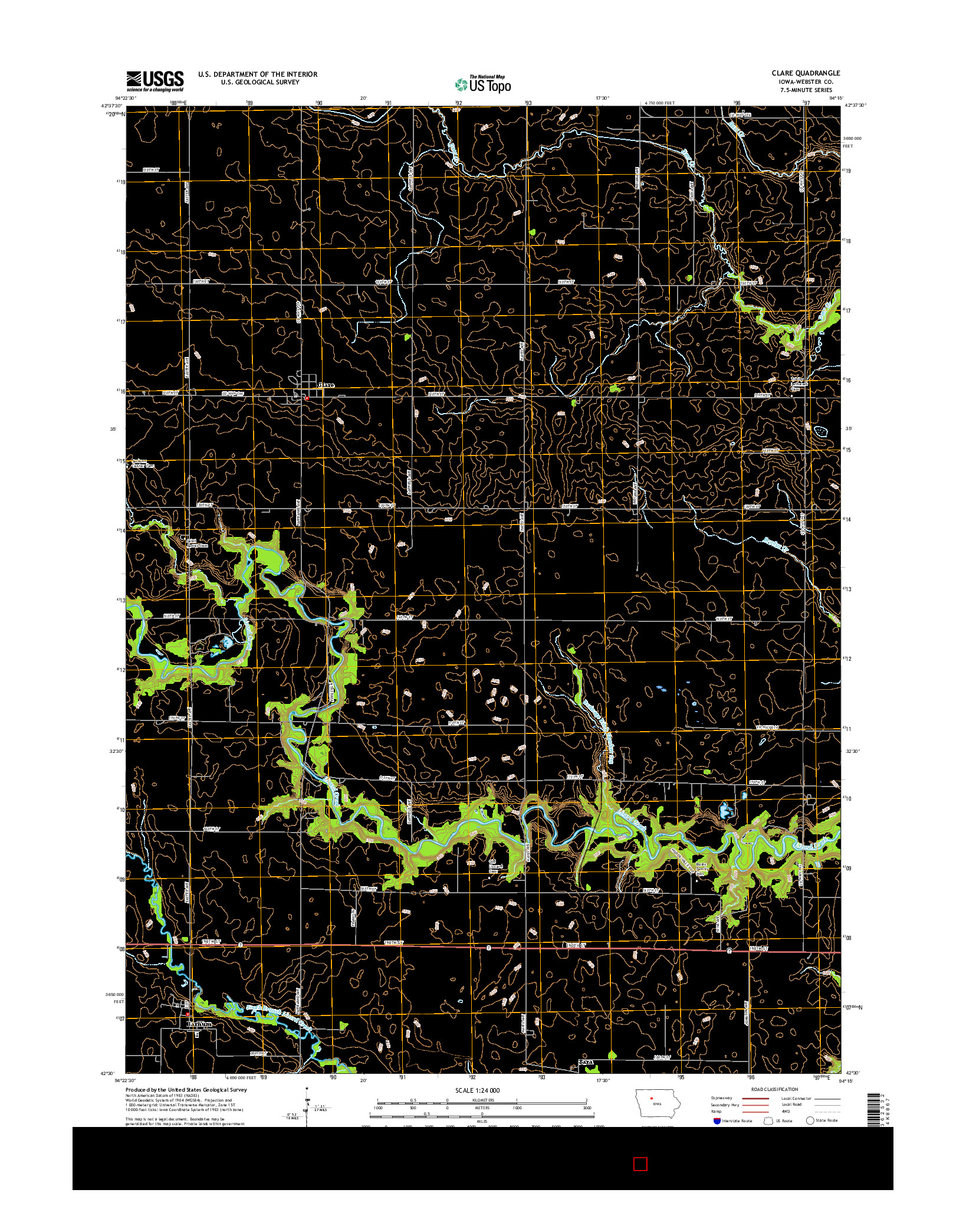 USGS US TOPO 7.5-MINUTE MAP FOR CLARE, IA 2015