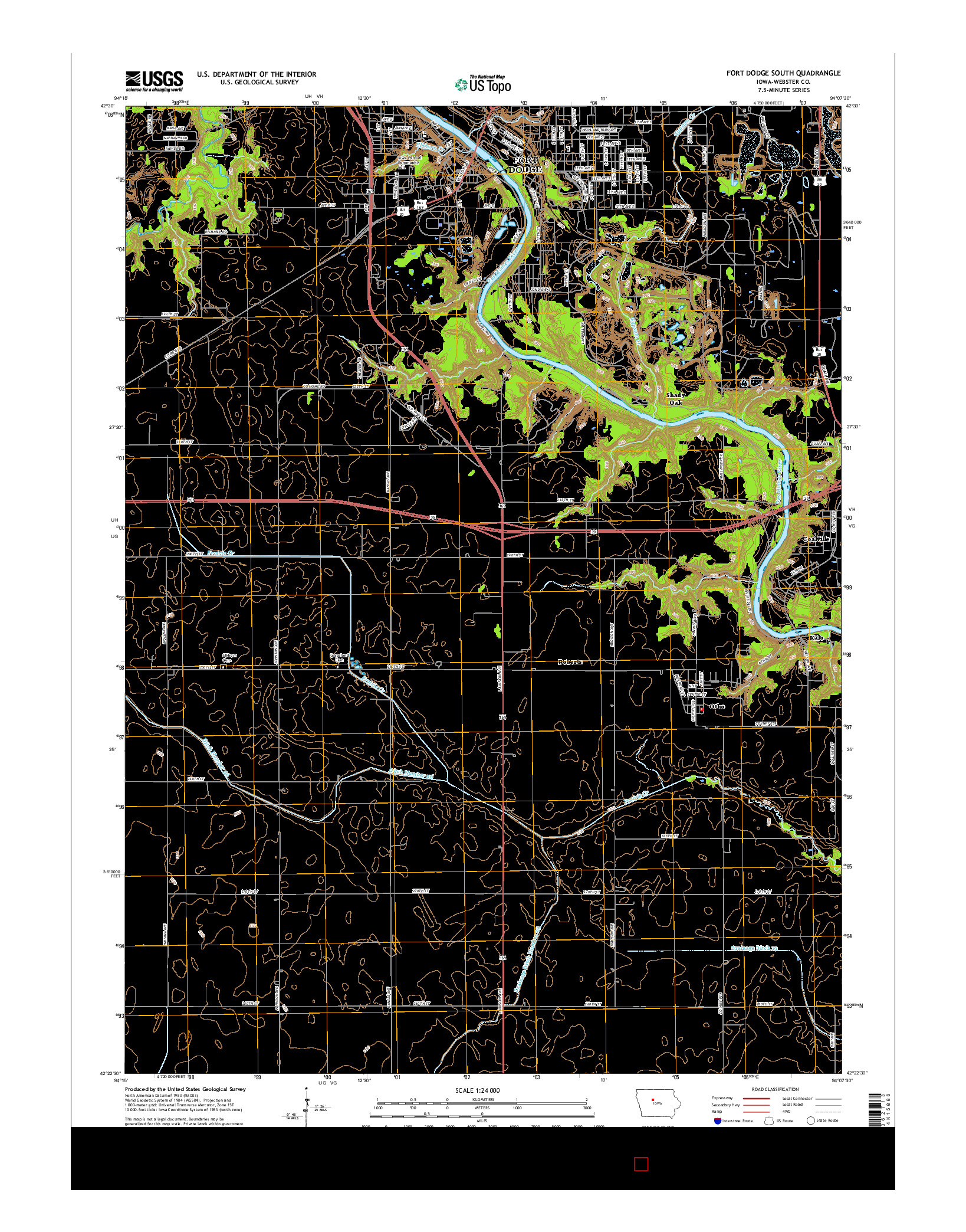 USGS US TOPO 7.5-MINUTE MAP FOR FORT DODGE SOUTH, IA 2015