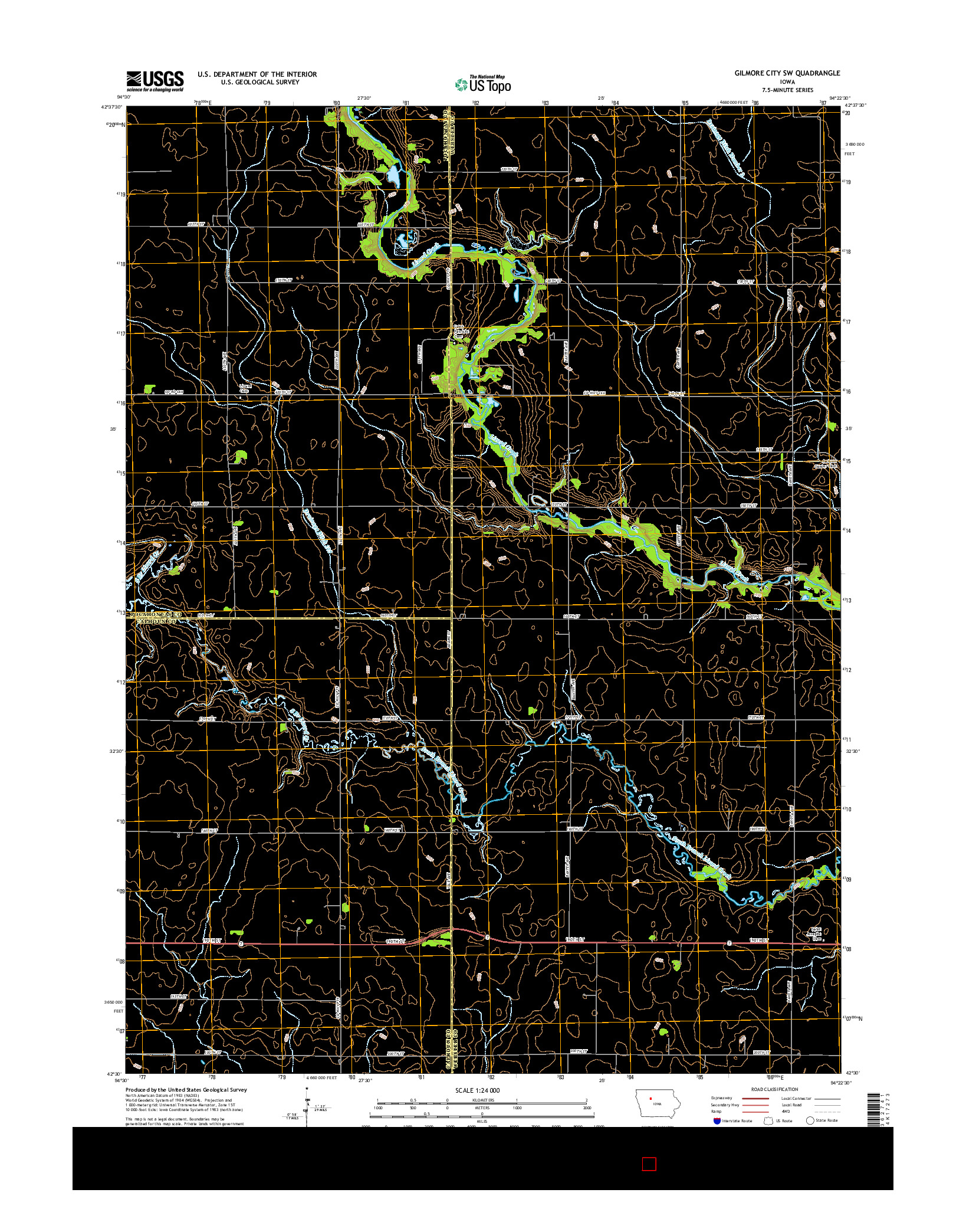 USGS US TOPO 7.5-MINUTE MAP FOR GILMORE CITY SW, IA 2015